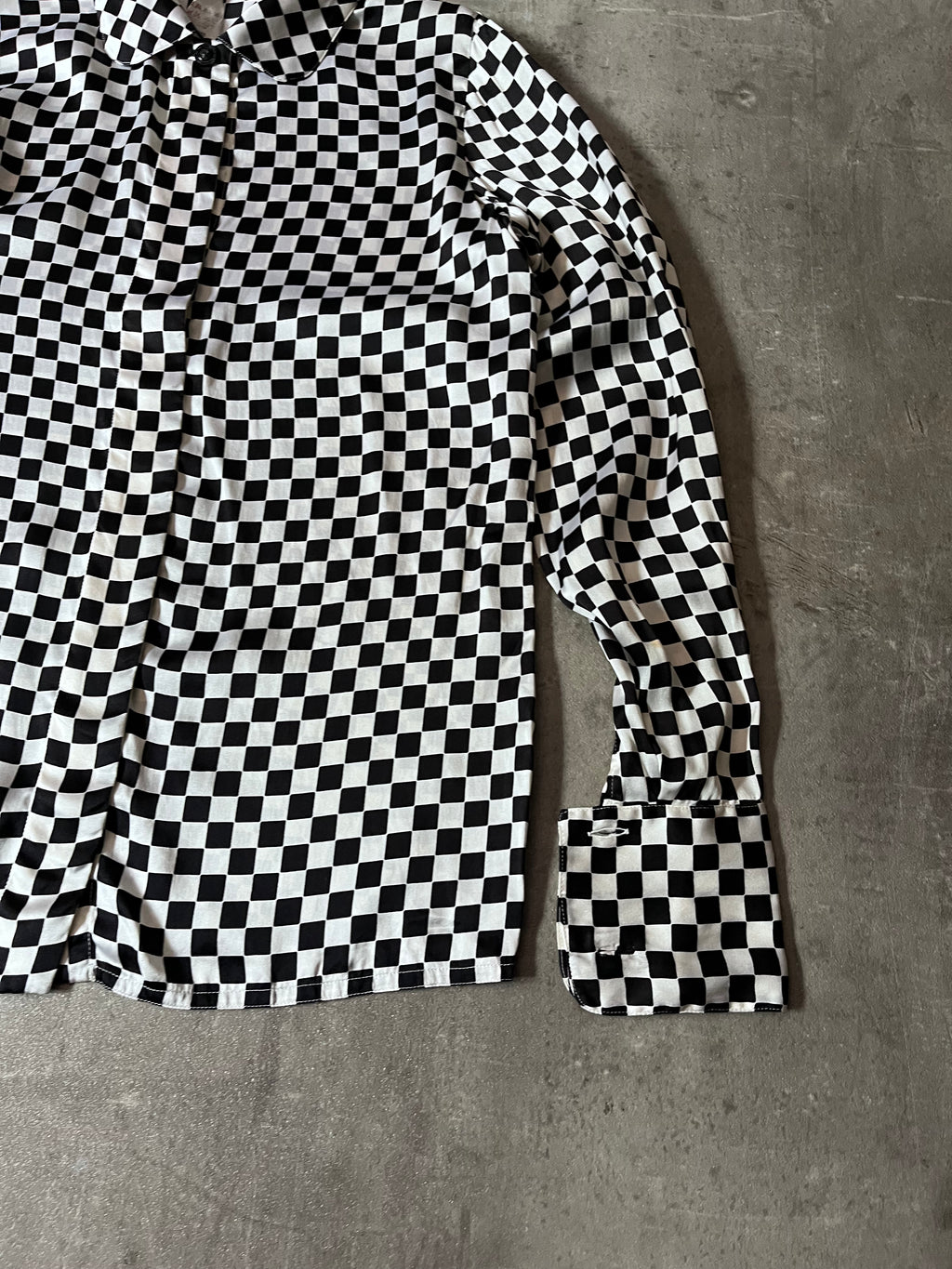 F/W 1995 Gianni Versace Checkered Silk Shirt Black White Women - S