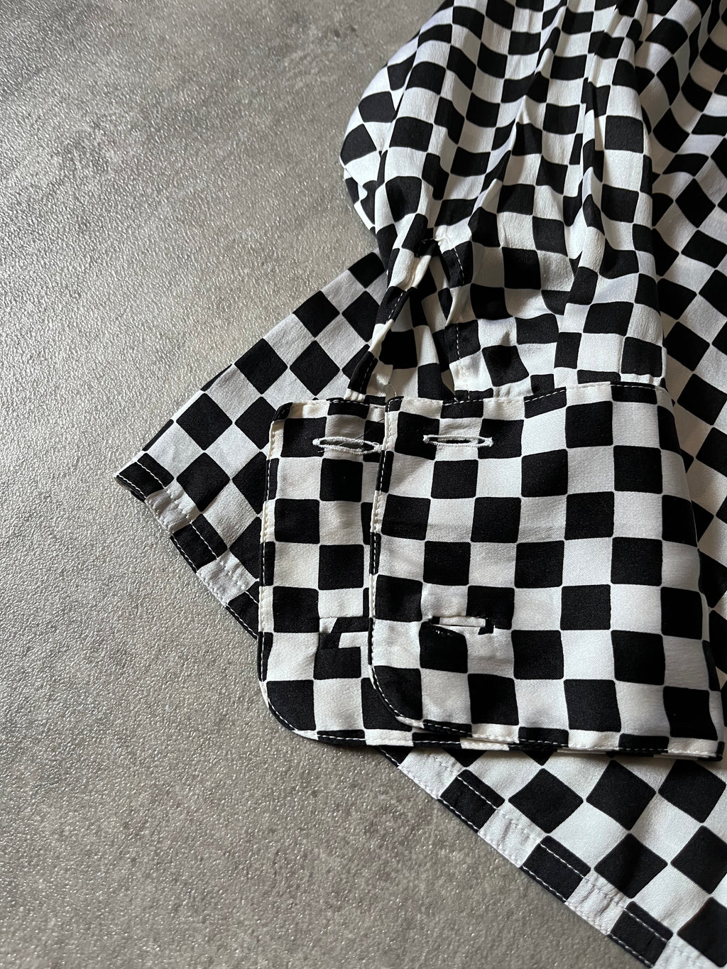 F/W 1995 Gianni Versace Checkered Silk Shirt Black White Women - S