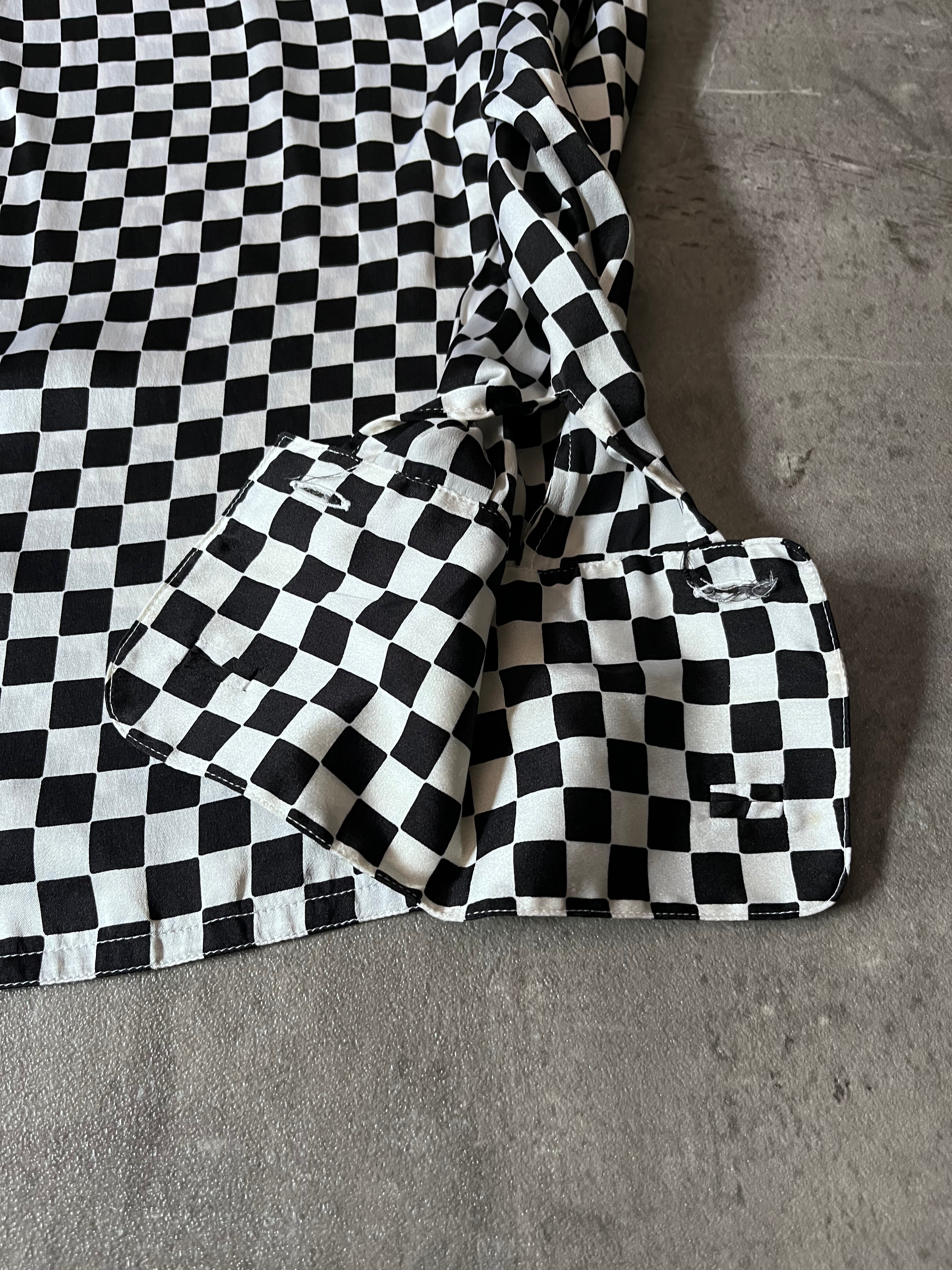 F/W 1995 Gianni Versace Checkered Silk Shirt Black White Women - S