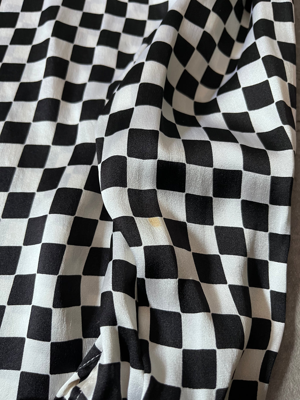 F/W 1995 Gianni Versace Checkered Silk Shirt Black White Women - S