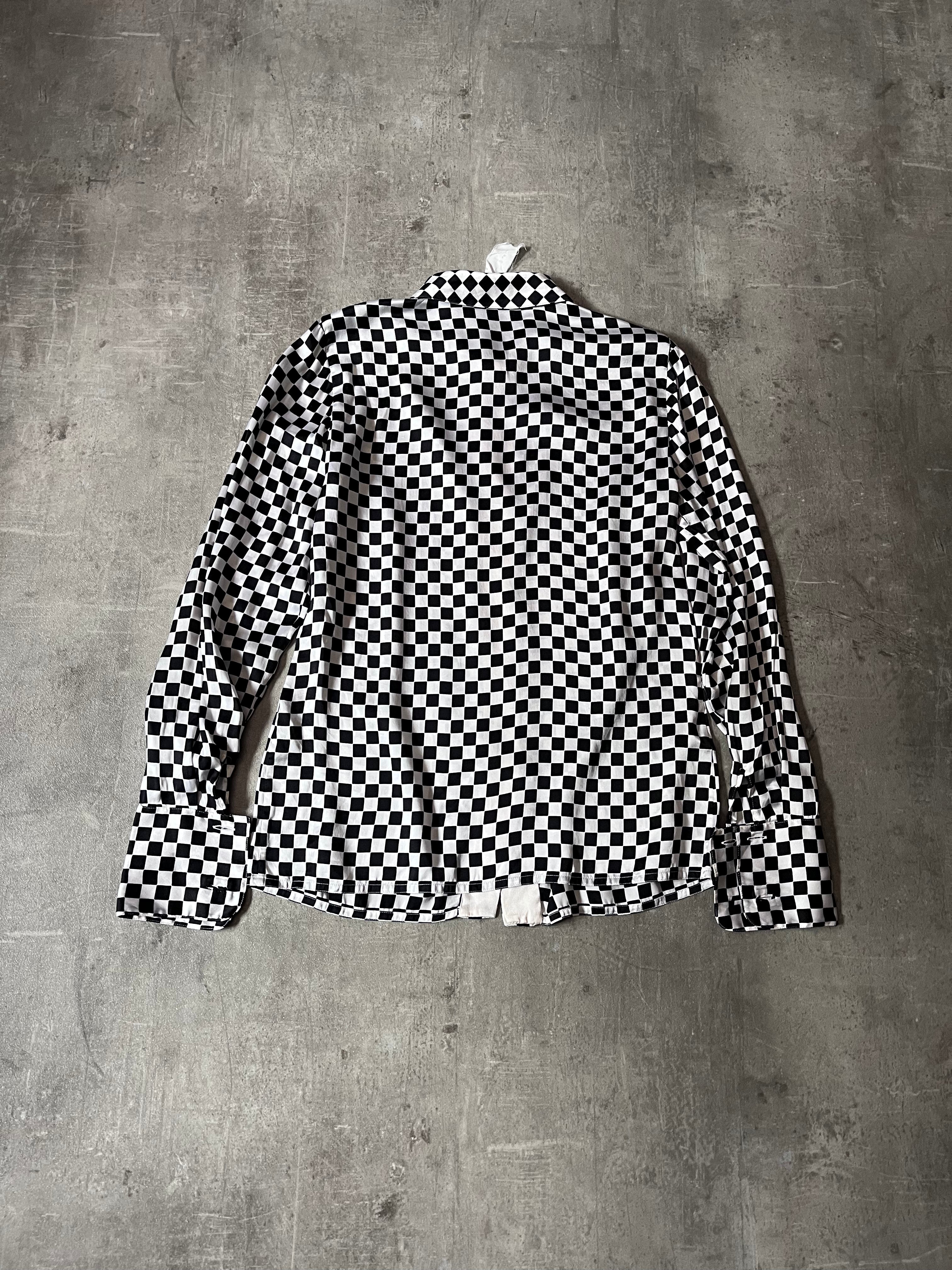 F/W 1995 Gianni Versace Checkered Silk Shirt Black White Women - S