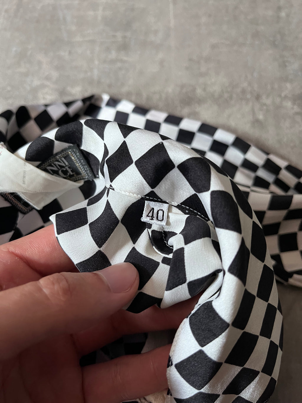 F/W 1995 Gianni Versace Checkered Silk Shirt Black White Women - S