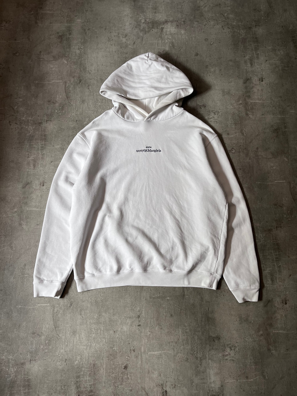 A/W 2020 Maison Margiela Upside Down Logo Hoodie White Men - L