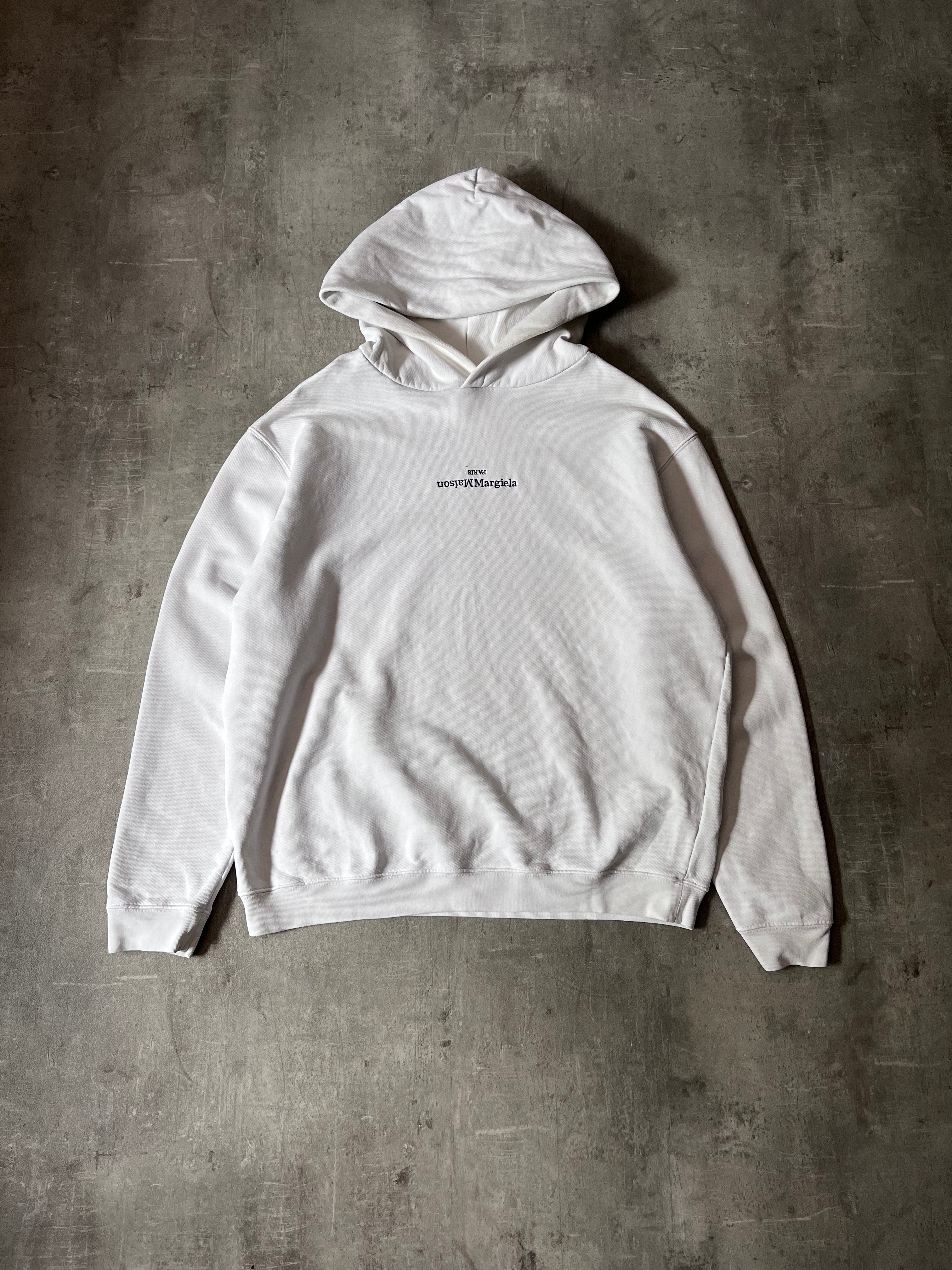 A/W 2020 Maison Margiela Upside Down Logo Hoodie White Men - L