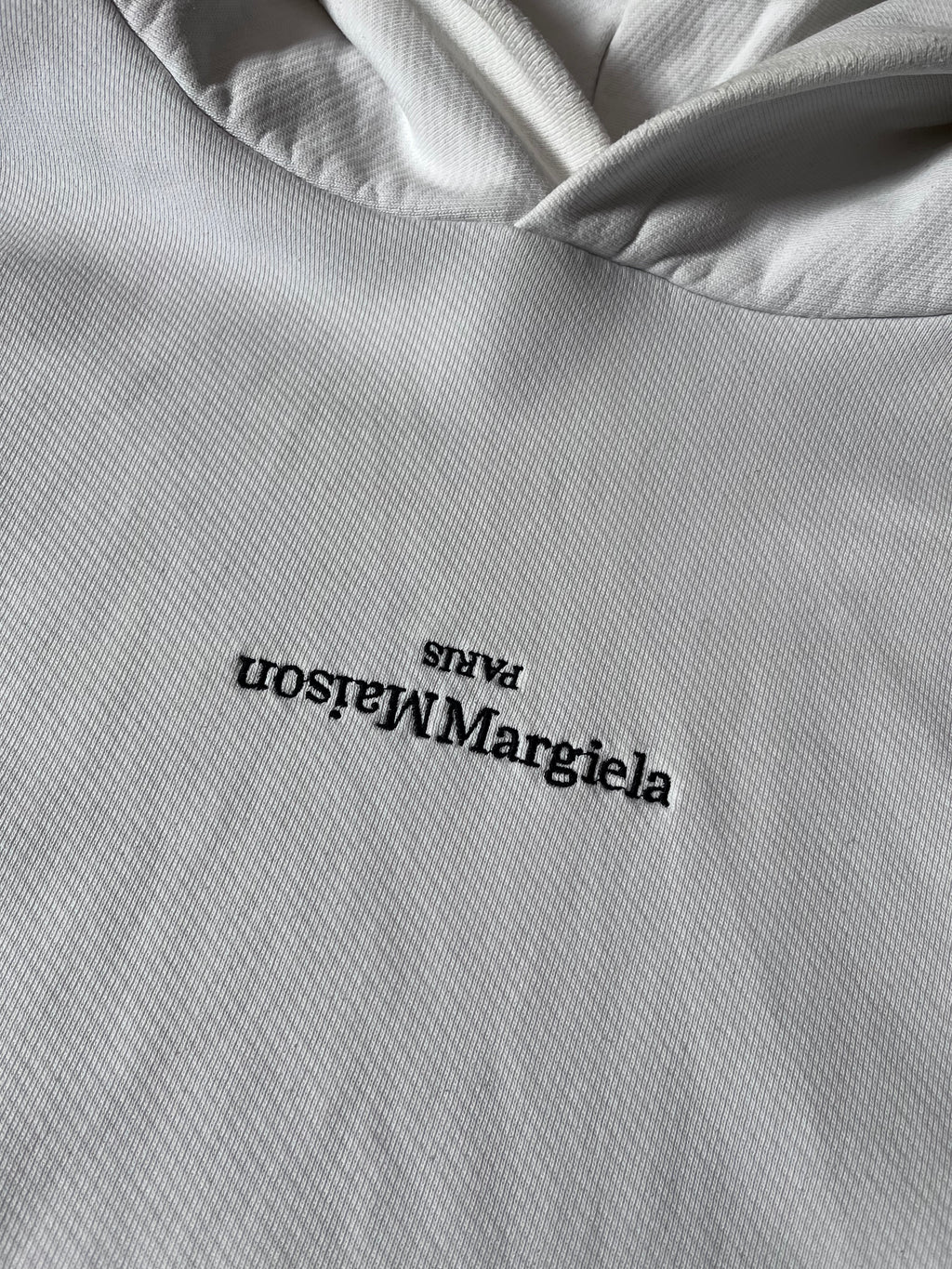 A/W 2020 Maison Margiela Upside Down Logo Hoodie White Men - L