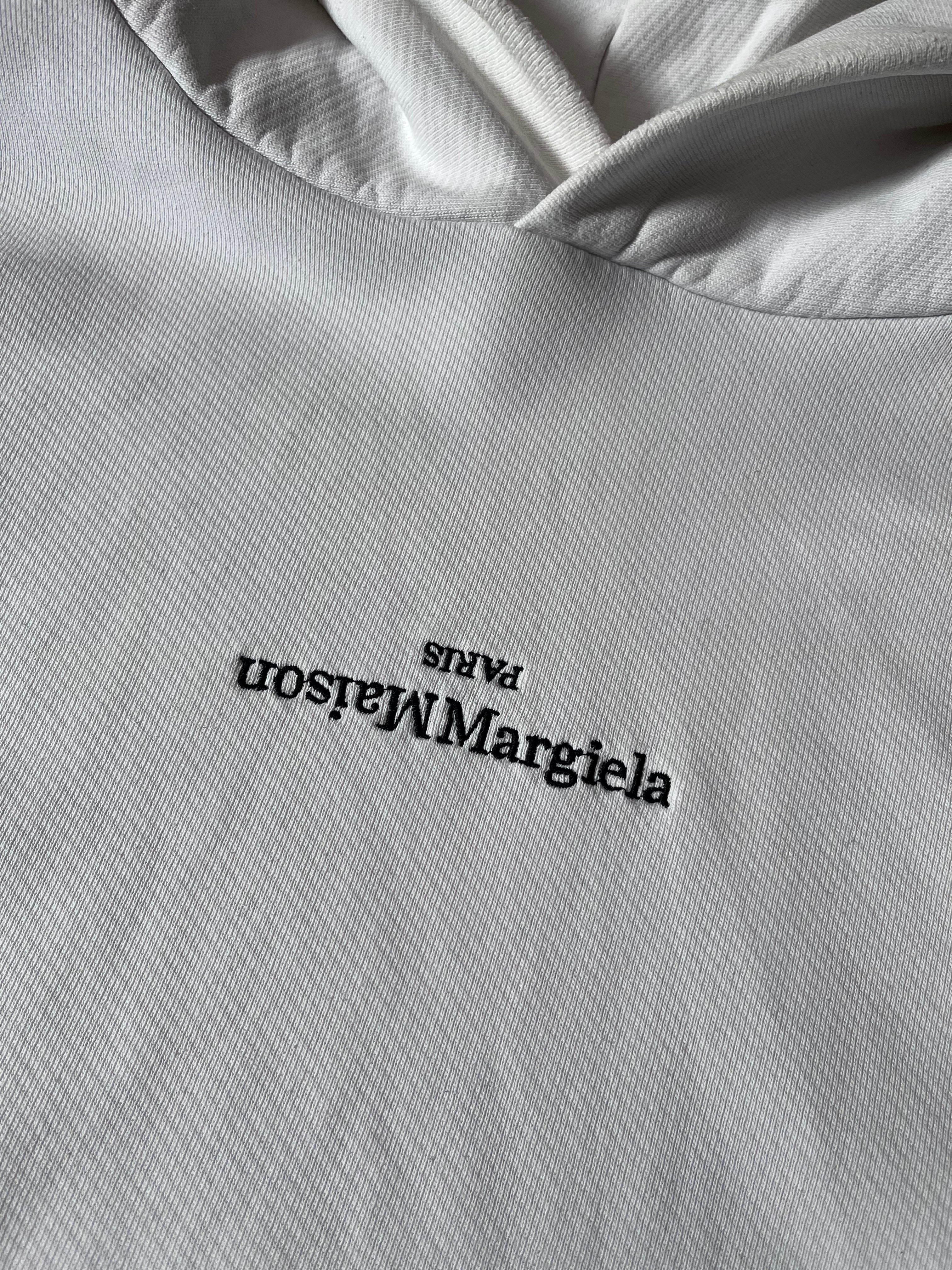 A/W 2020 Maison Margiela Upside Down Logo Hoodie White Men - L