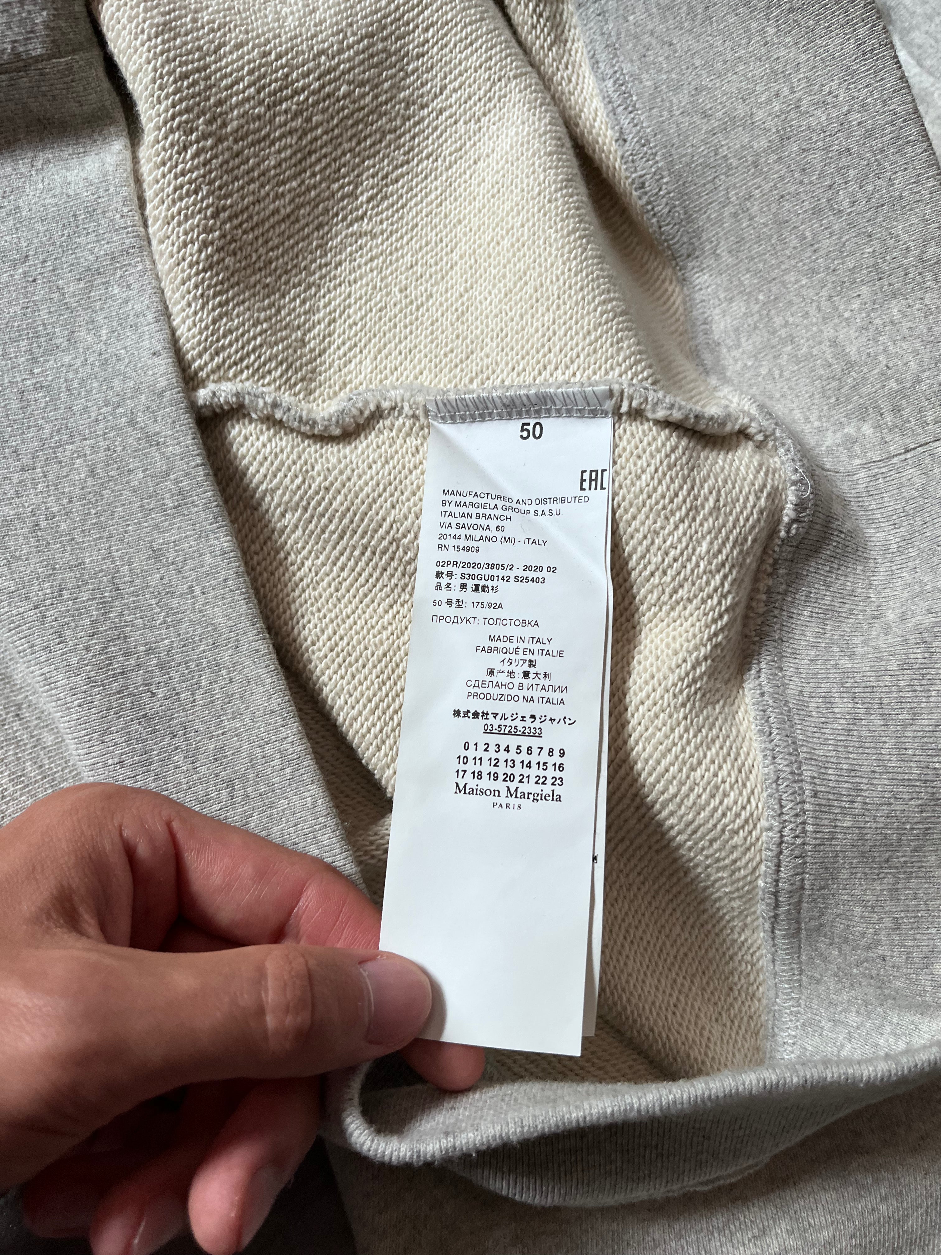 A/W 2020 Maison Margiela Upside Down Logo Sweatshirt Grey Man - L