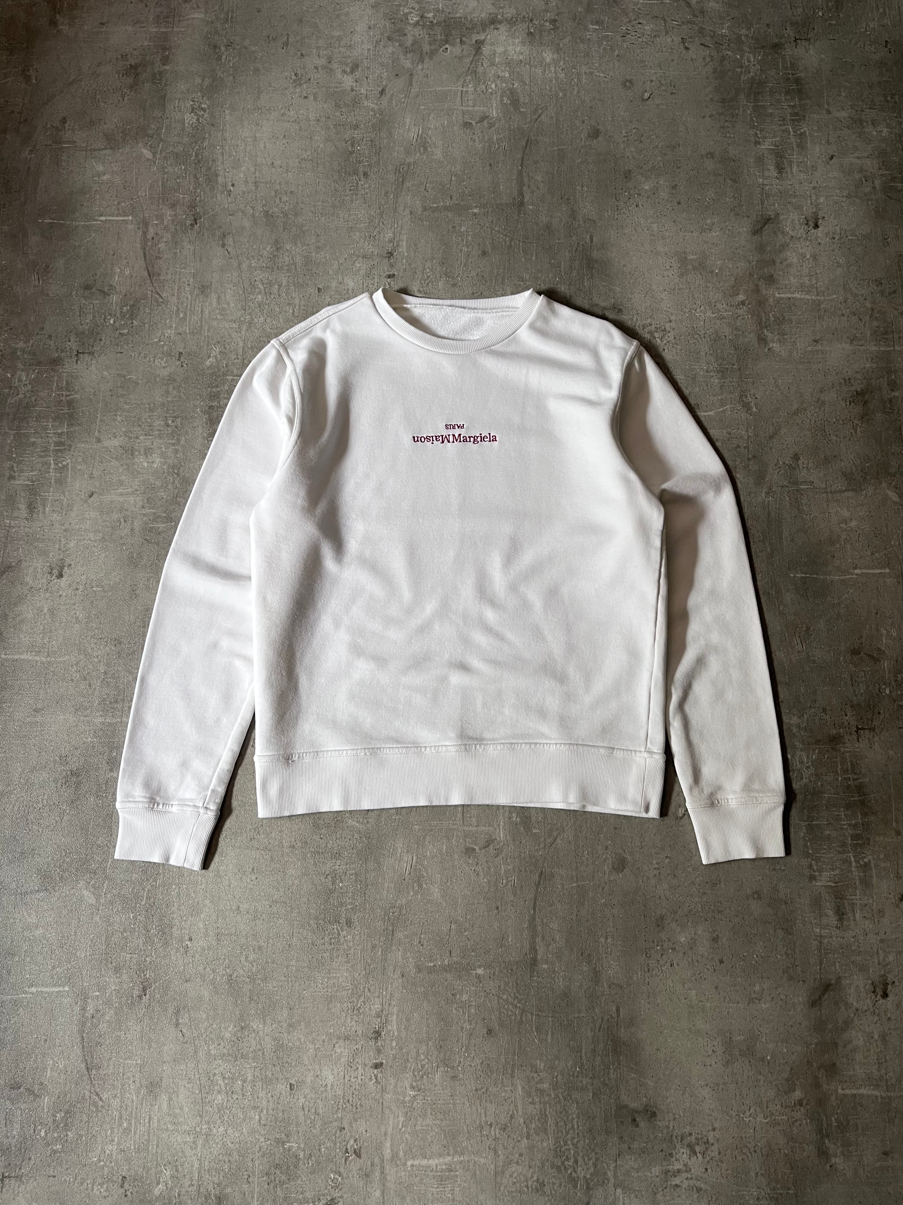 S/S 2021 Maison Margiela Upside Down Logo Sweatshirt White Men - M