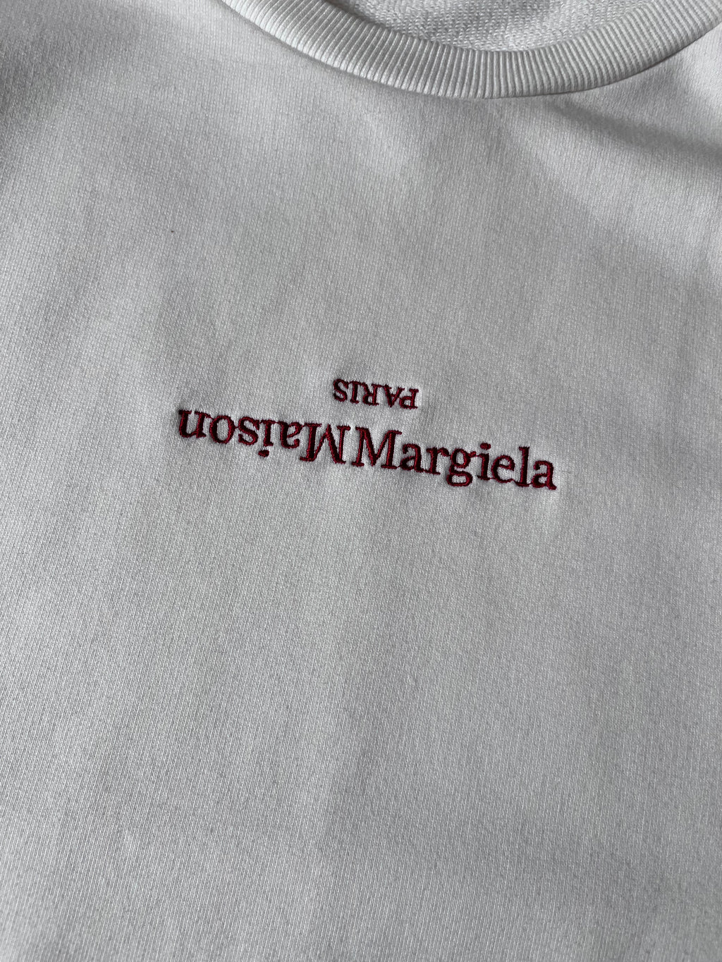 S/S 2021 Maison Margiela Upside Down Logo Sweatshirt White Men - M