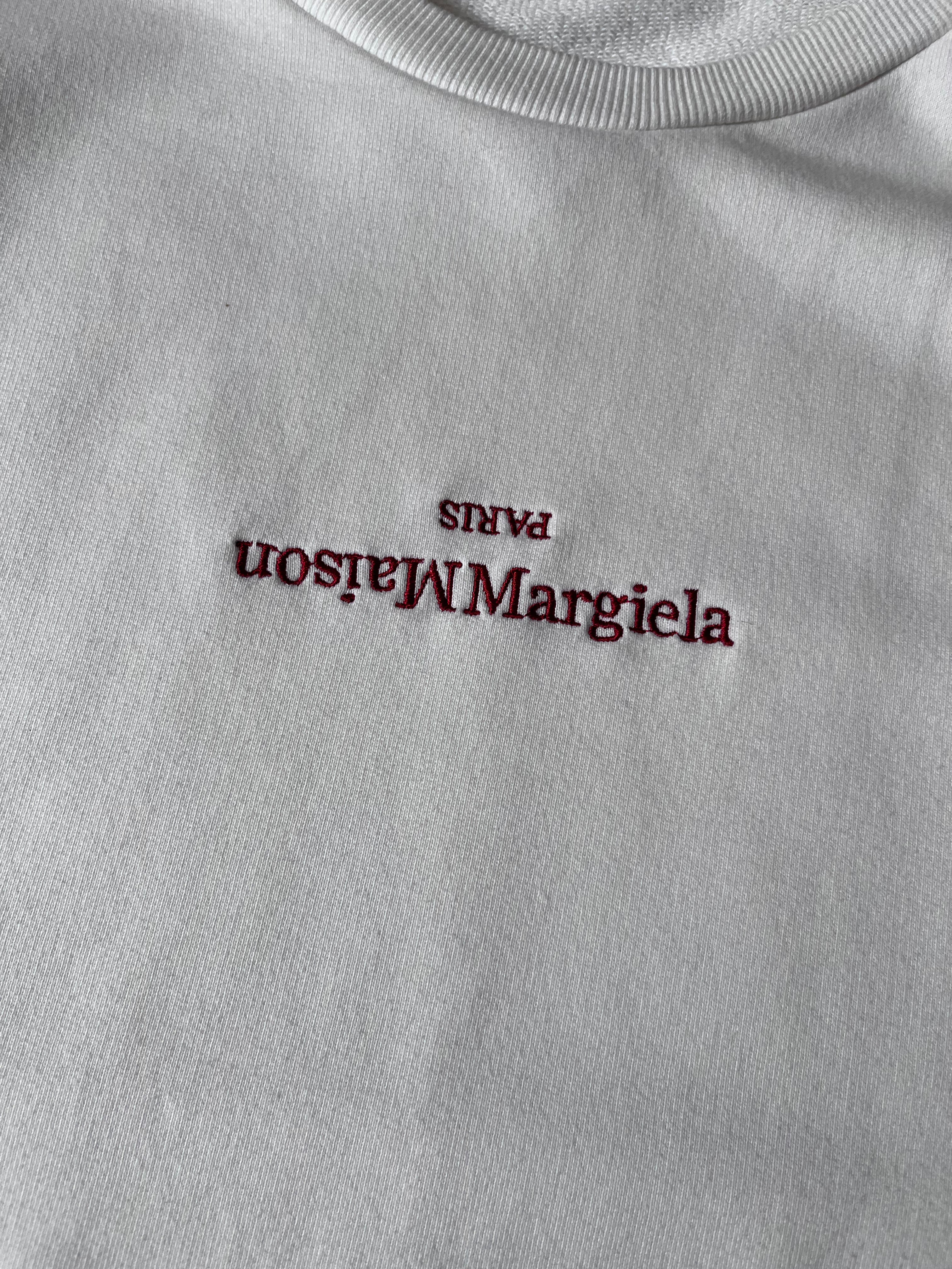S/S 2021 Maison Margiela Upside Down Logo Sweatshirt White Men - M