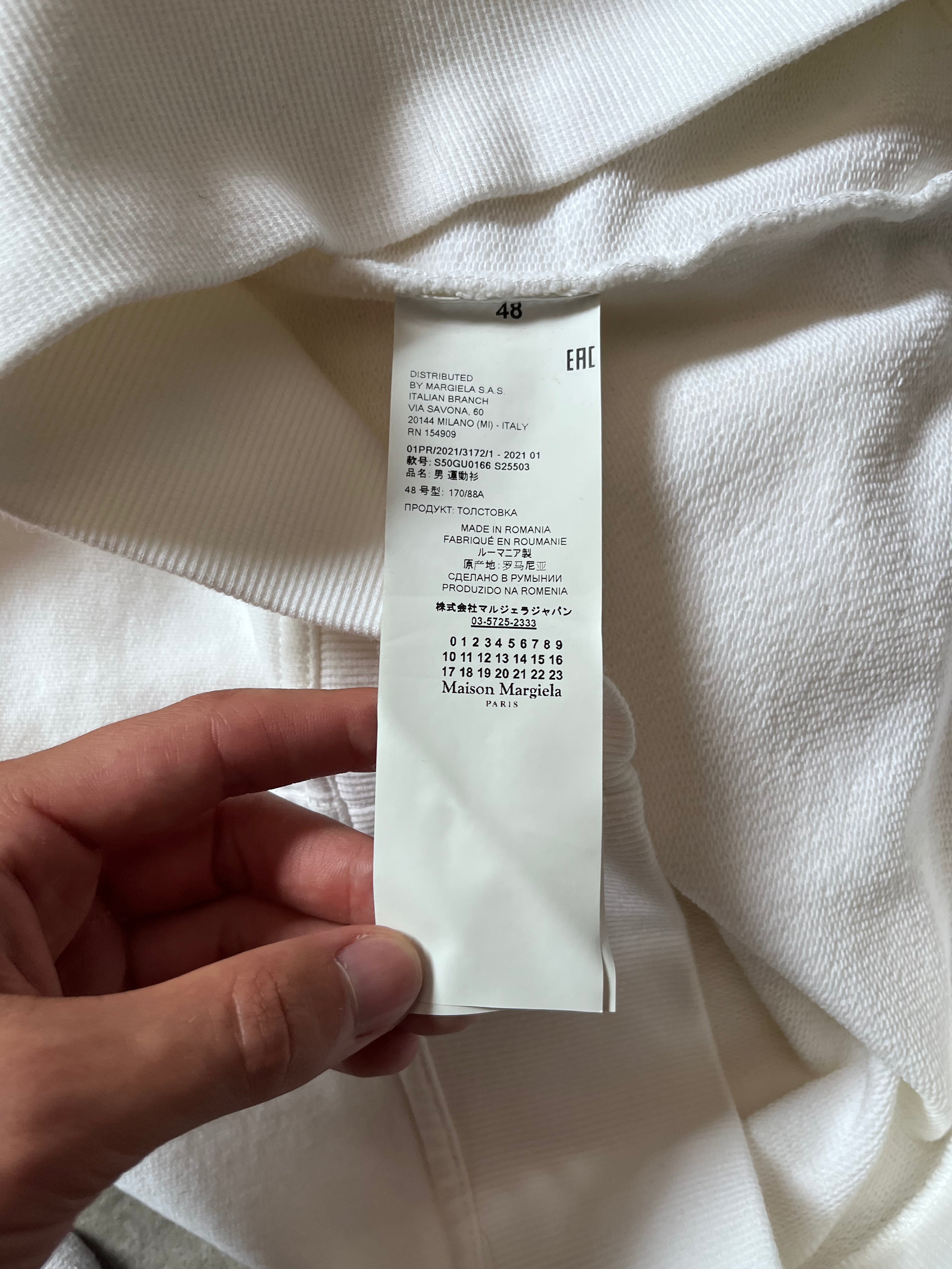 S/S 2021 Maison Margiela Upside Down Logo Sweatshirt White Men - M