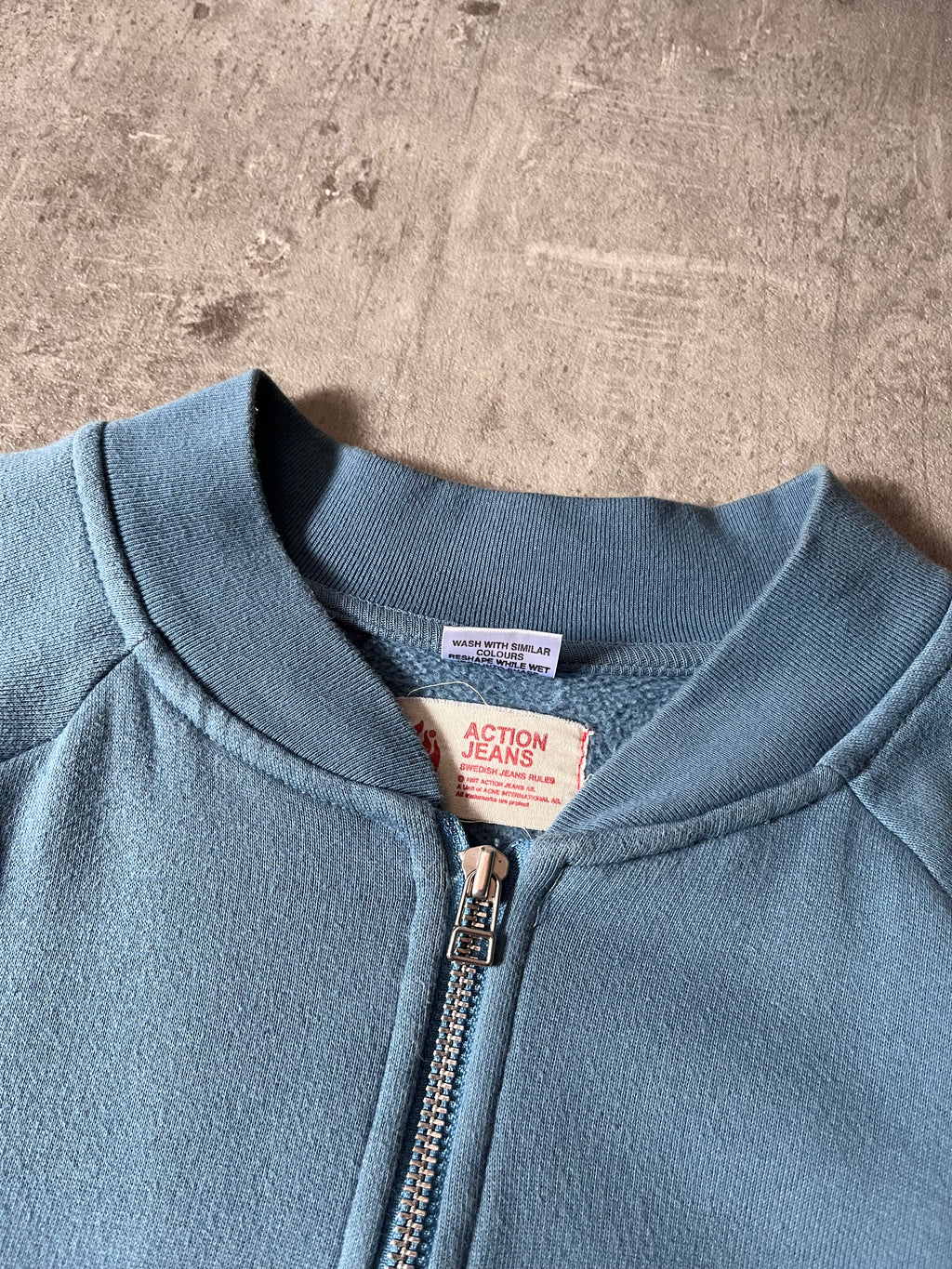 Acne Studios 90s Action Jeans Back Logo Zip Up Sweatshirt Blue - Women - M