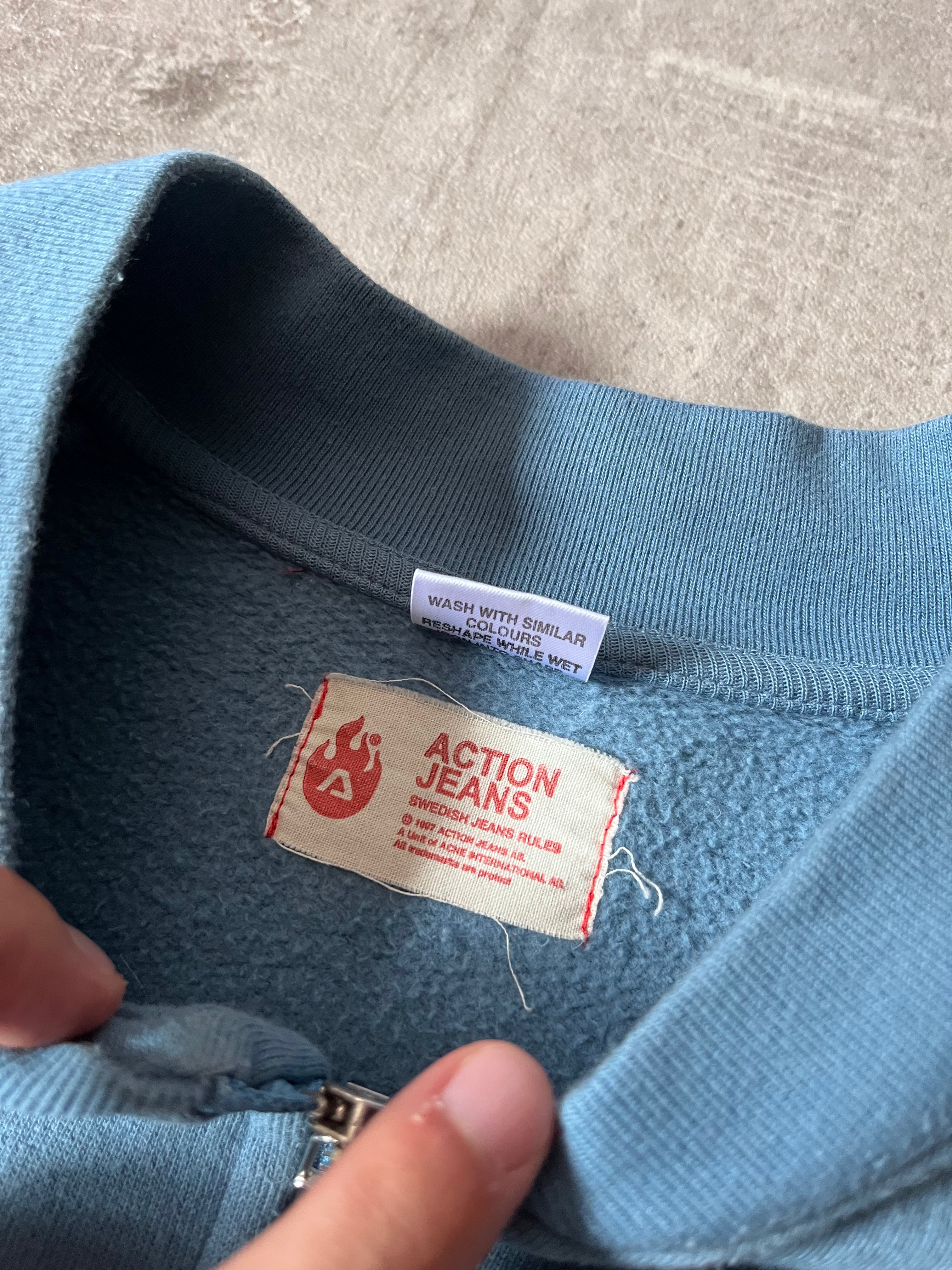 Acne Studios 90s Action Jeans Back Logo Zip Up Sweatshirt Blue - Women - M