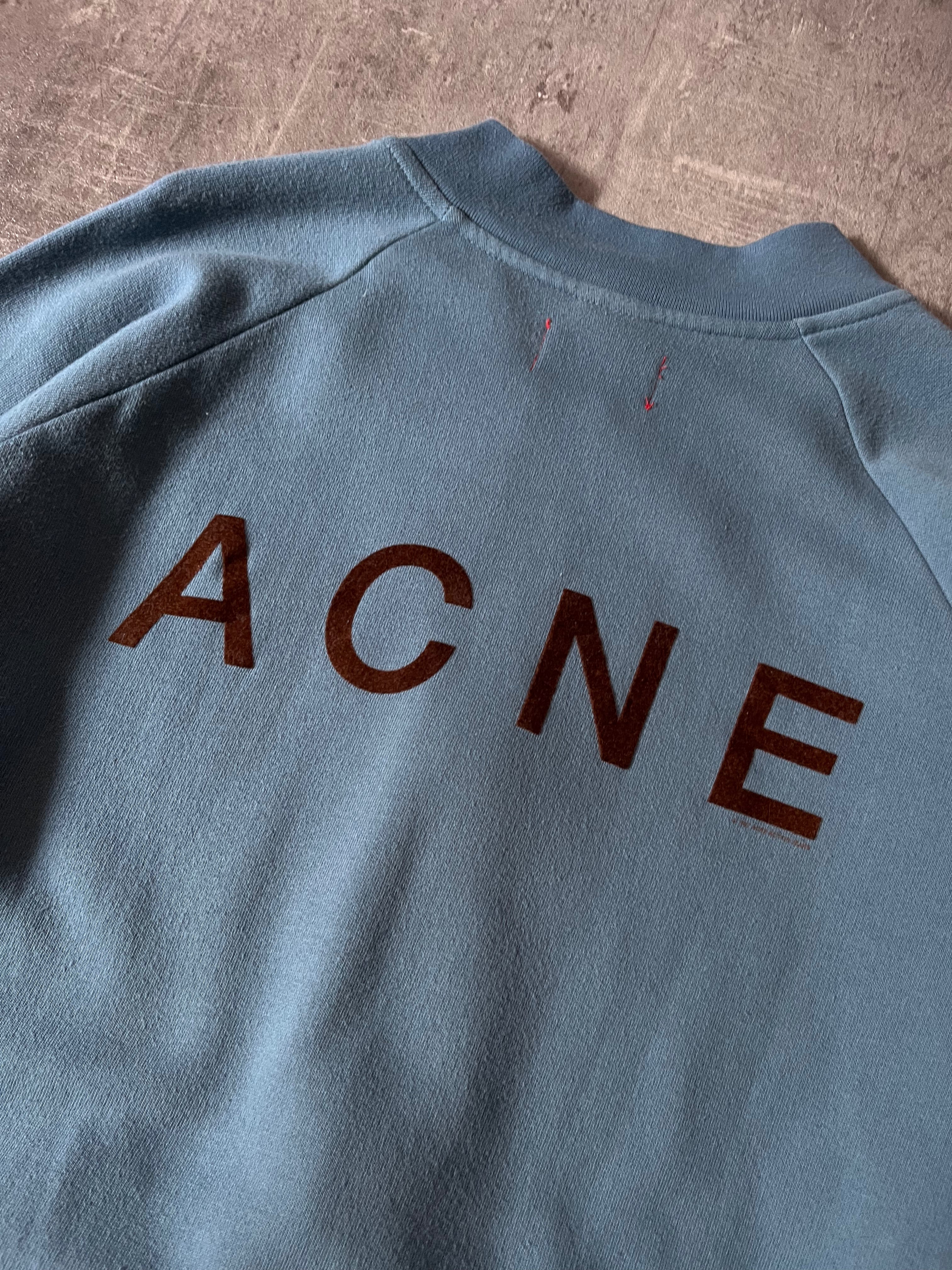 Acne Studios 90s Action Jeans Back Logo Zip Up Sweatshirt Blue - Women - M