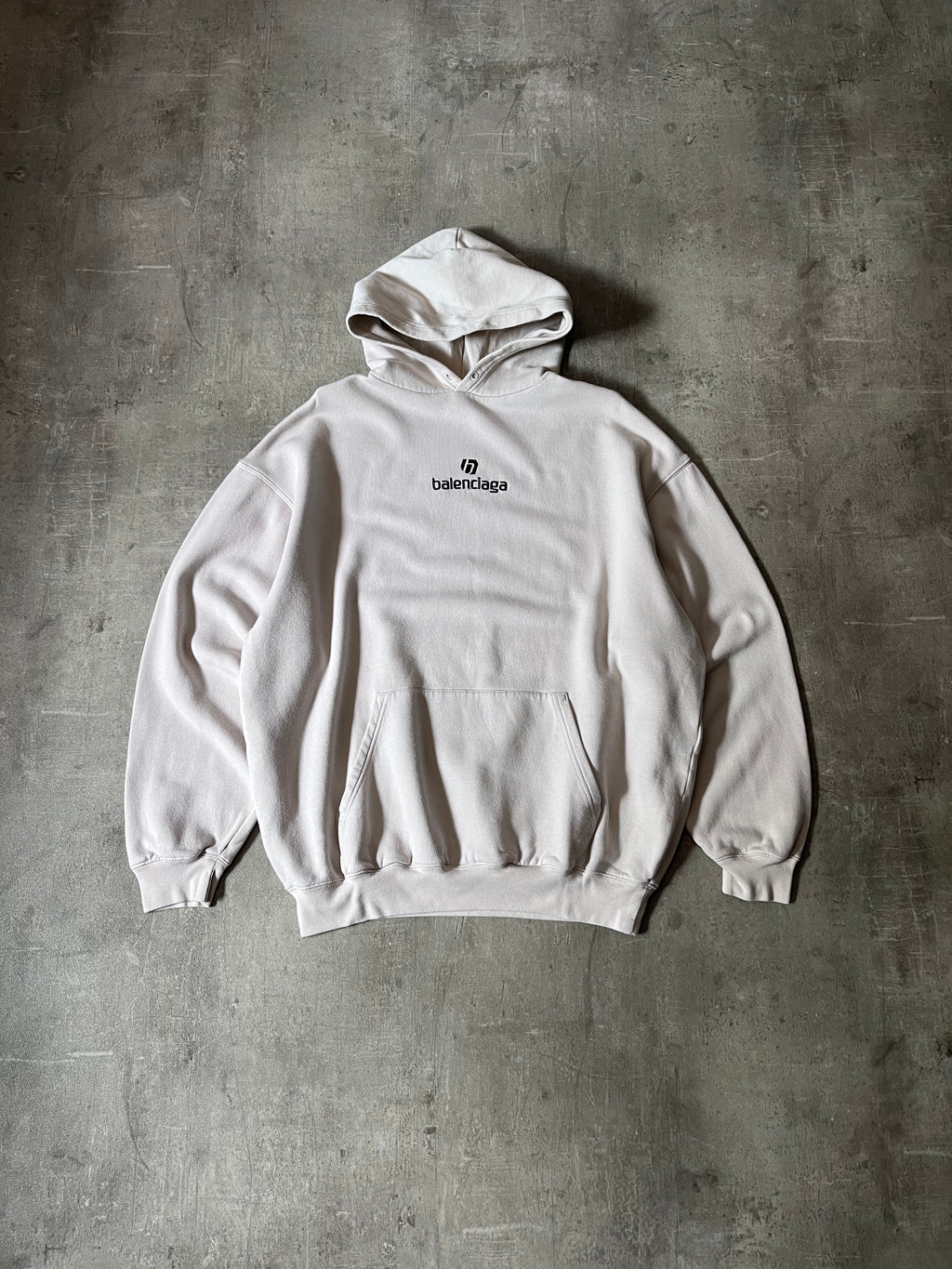 Balenciaga Football Embroidered Logo Hoodie Beige Men - S