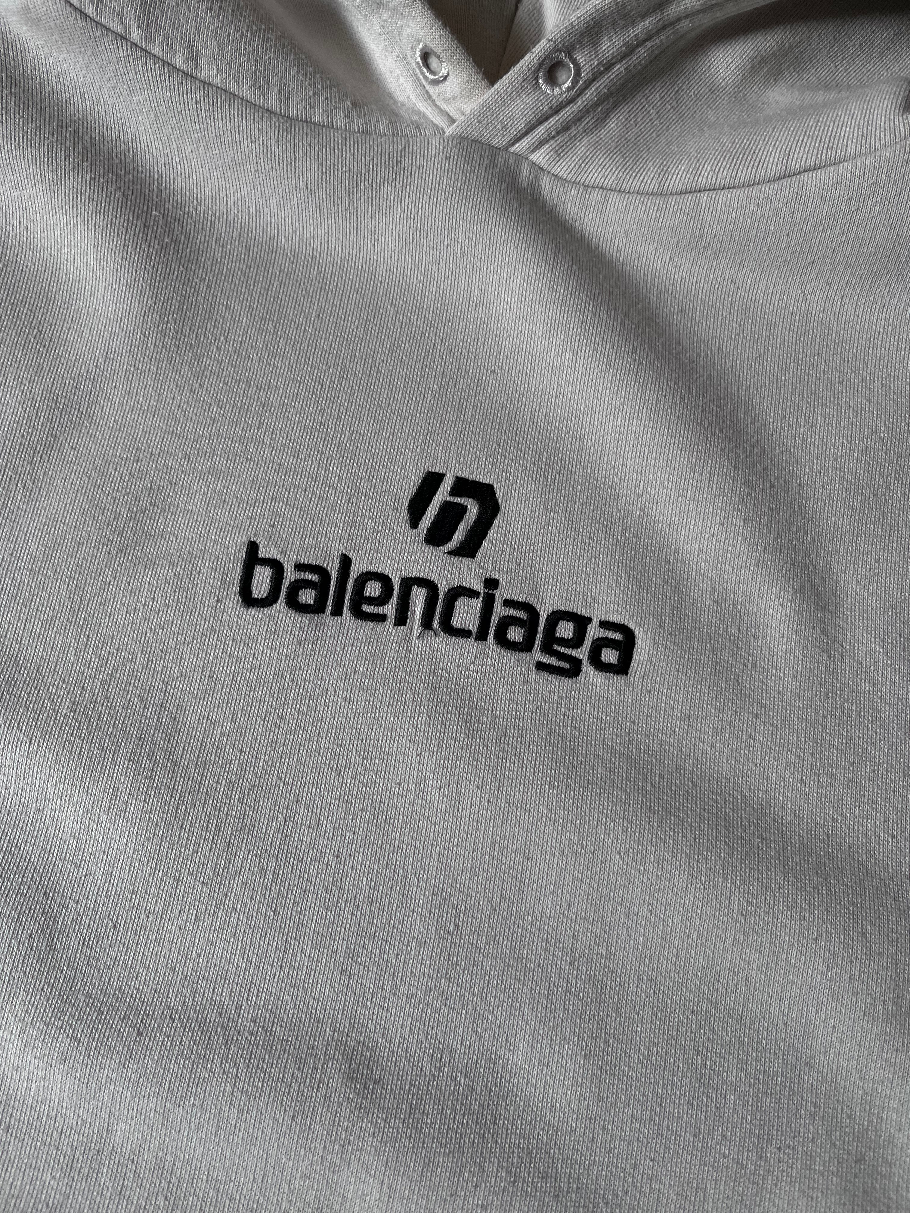 Balenciaga Football Embroidered Logo Hoodie Beige Men - S