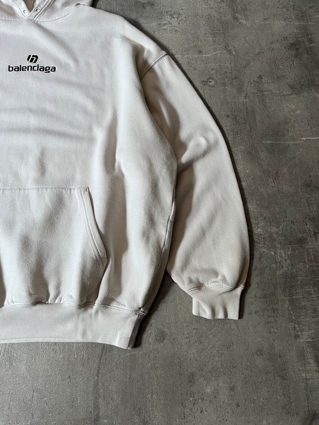 Balenciaga Football Embroidered Logo Hoodie Beige Men - S