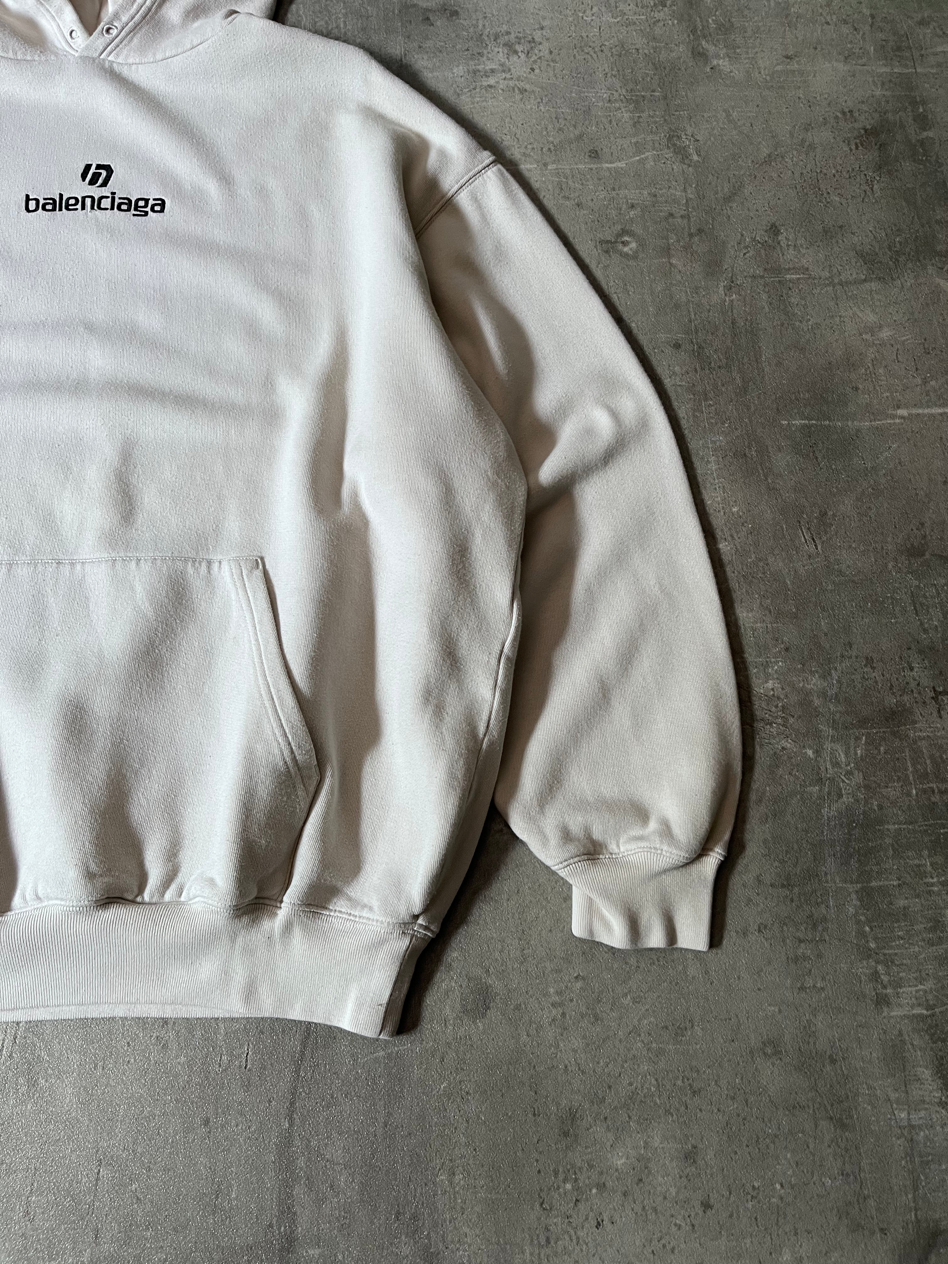 Balenciaga Football Embroidered Logo Hoodie Beige Men - S