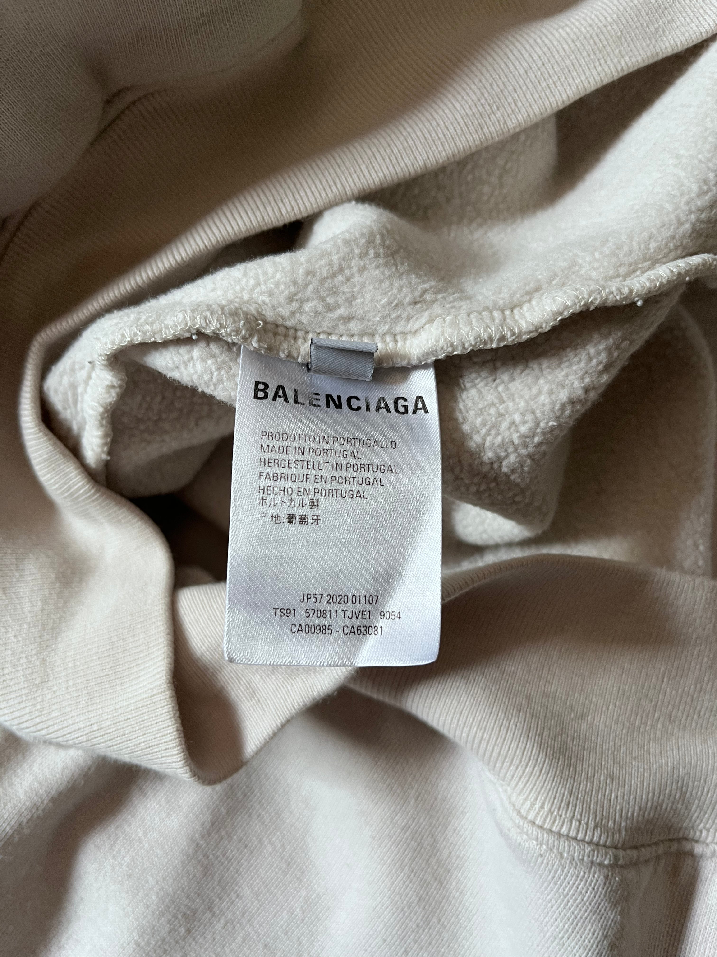 Balenciaga Football Embroidered Logo Hoodie Beige Men - S