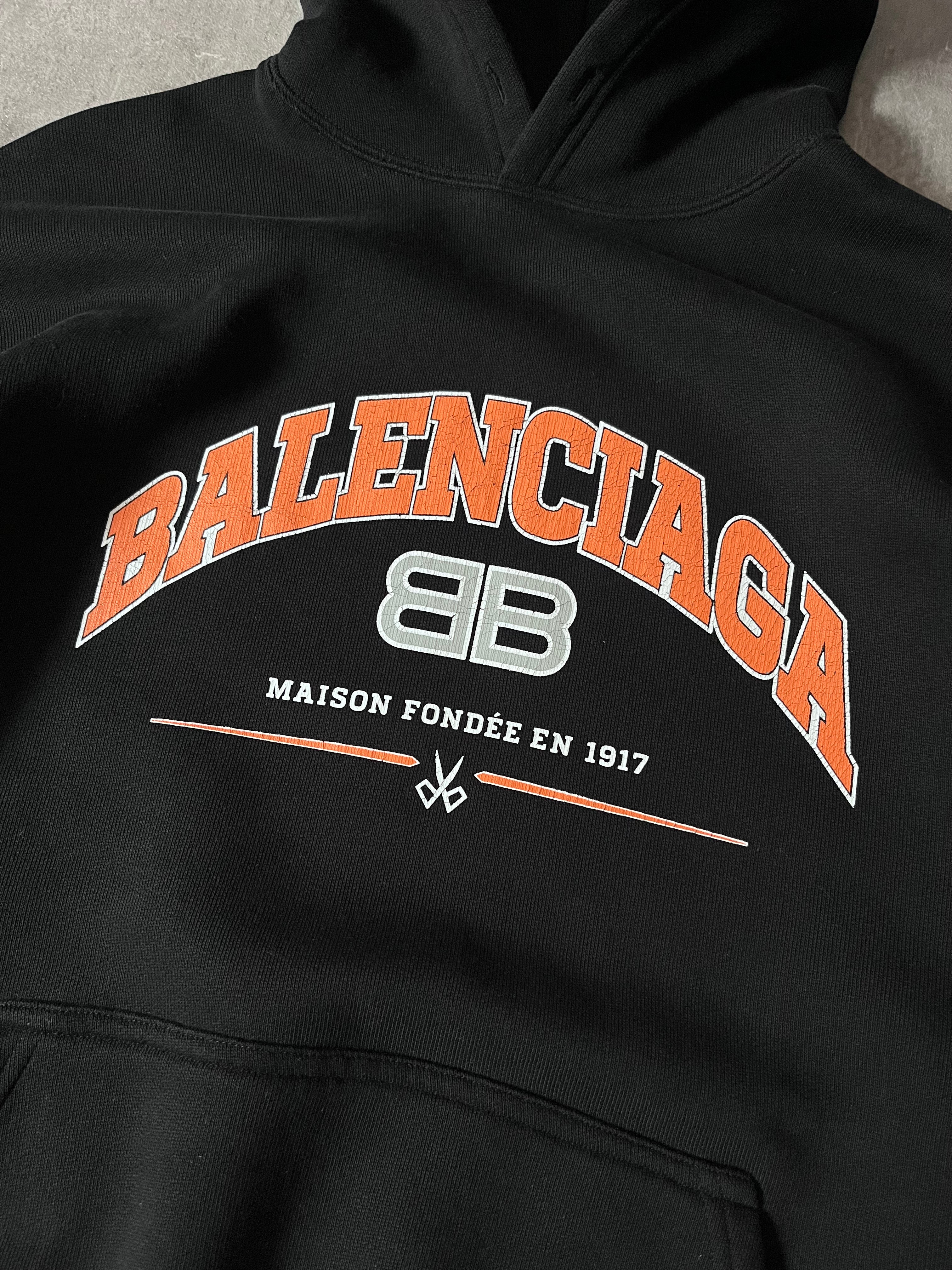 Balenciaga Maison Logo Hoodie Black Men - M