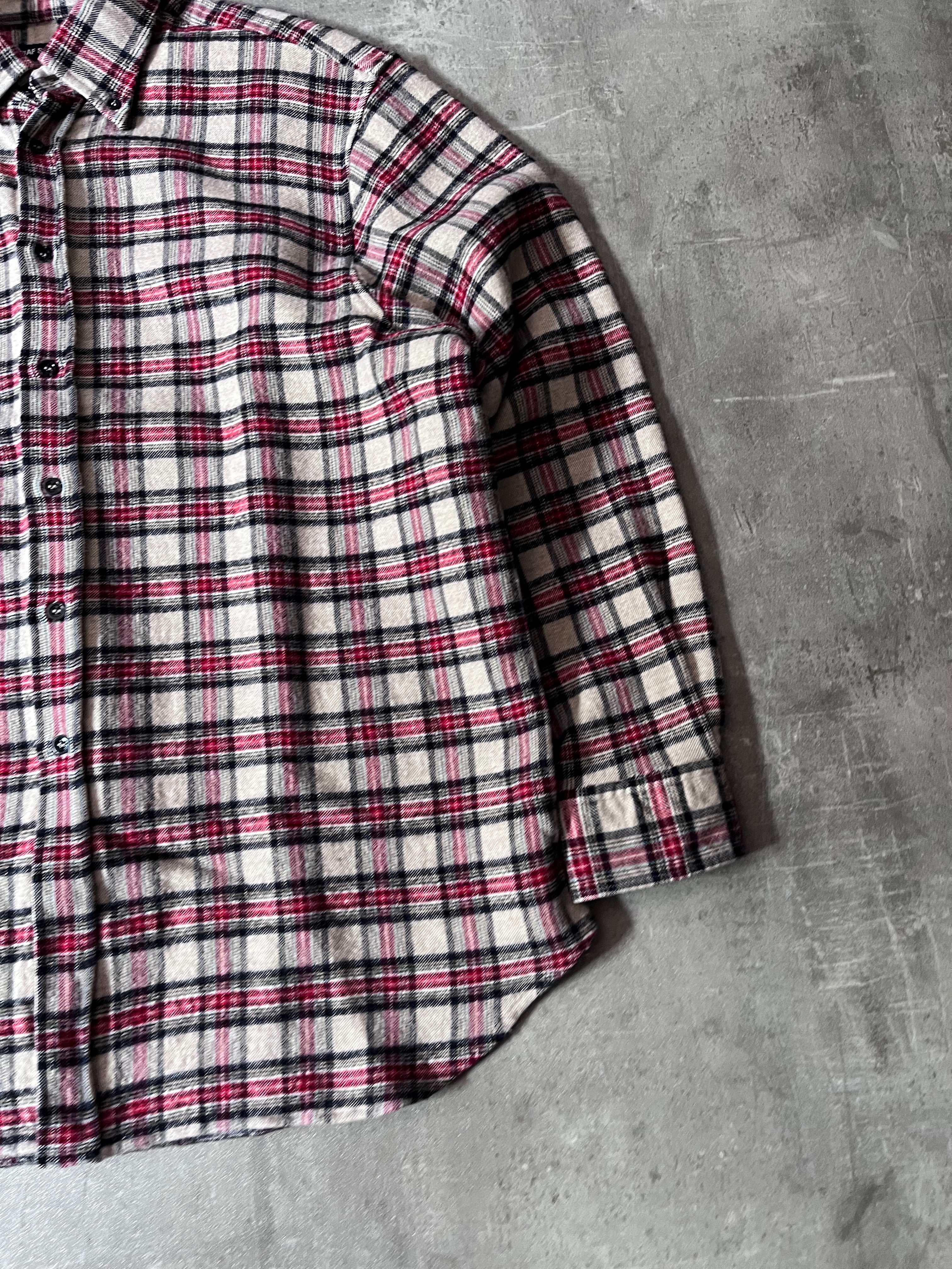 Raf Simons Sample Checkered Flannel Wool Shirt Jacket Red White Men - M
