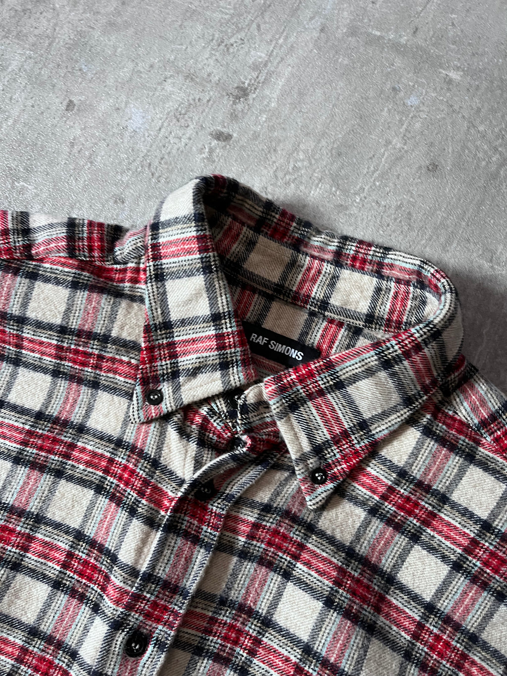 Raf Simons Sample Checkered Flannel Wool Shirt Jacket Red White Men - M