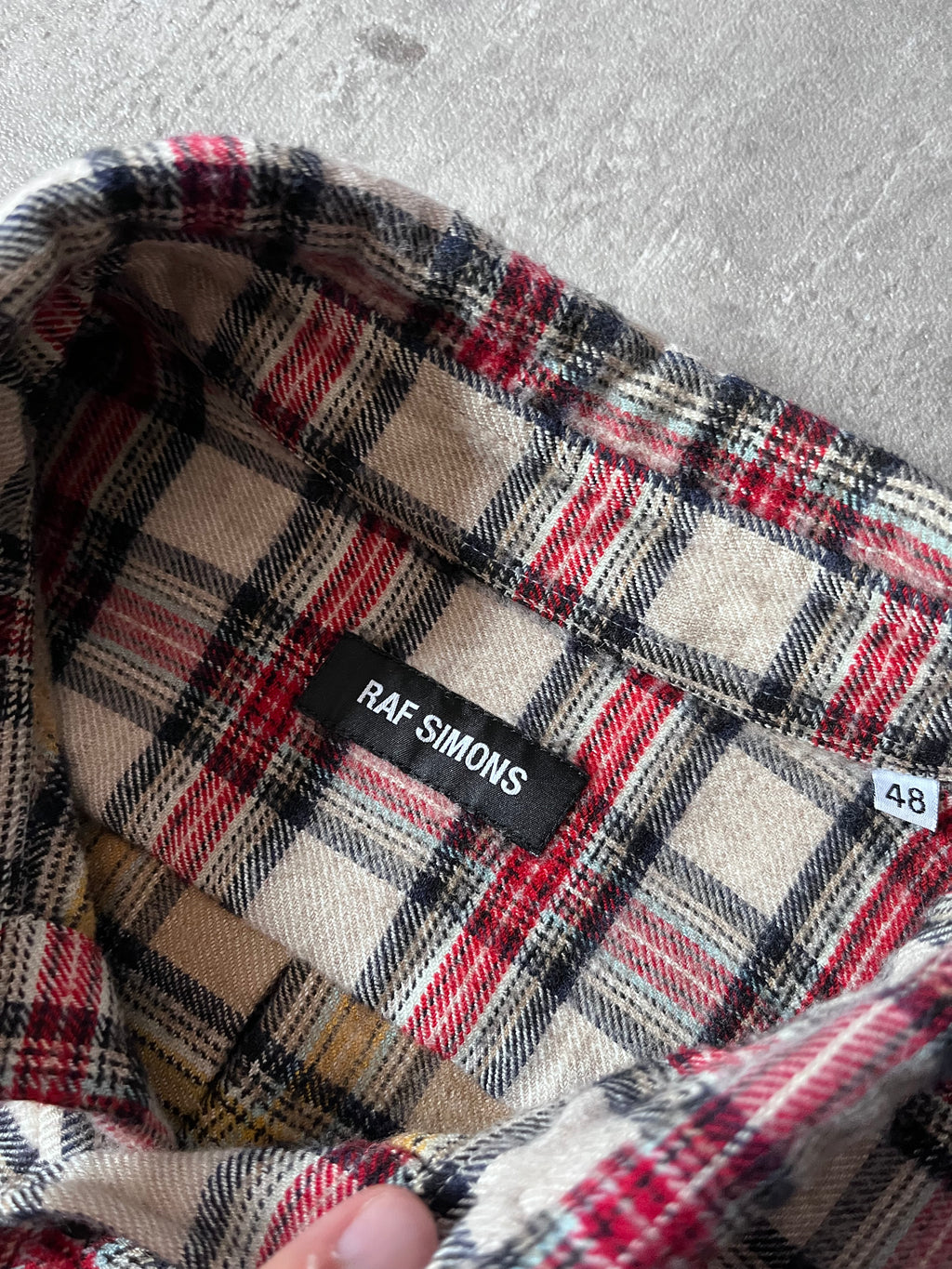 Raf Simons Sample Checkered Flannel Wool Shirt Jacket Red White Men - M