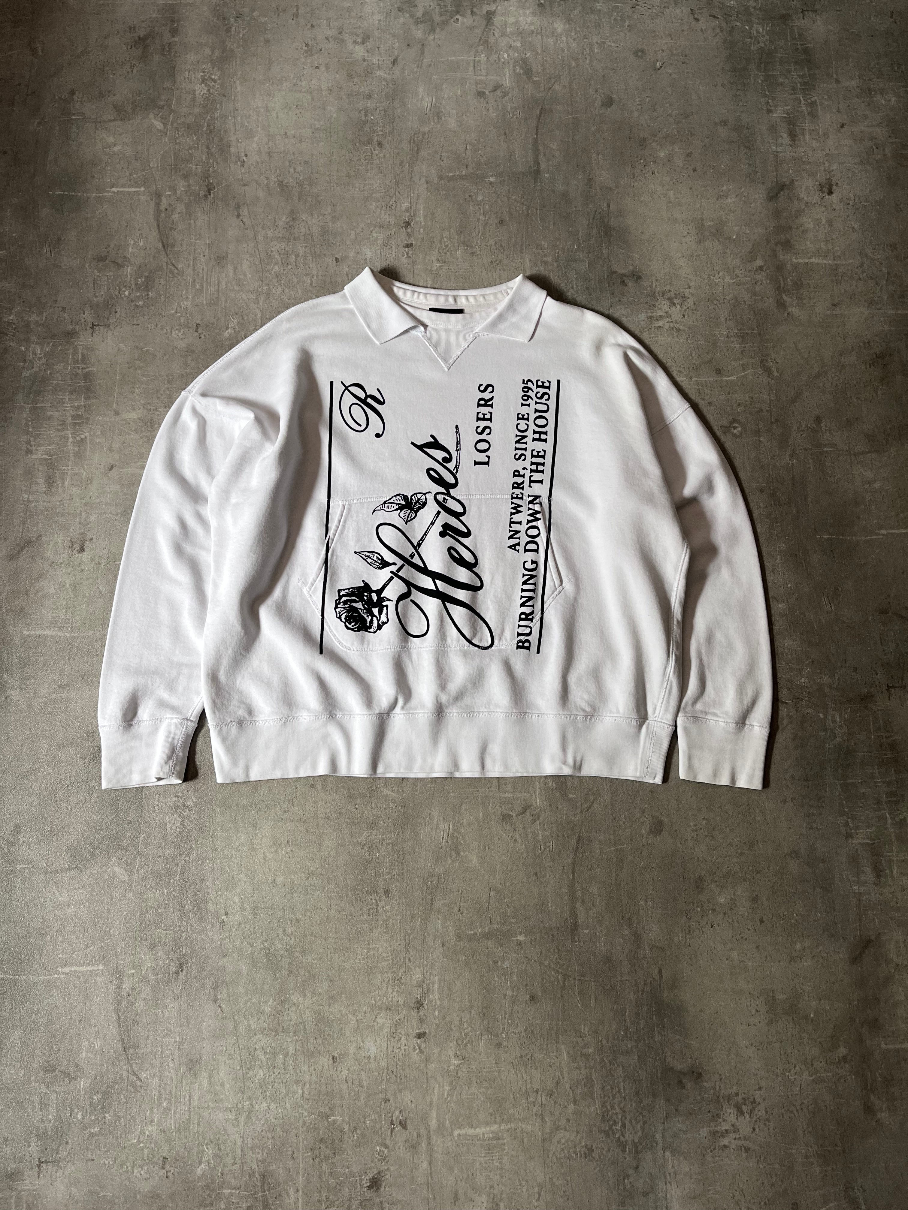 F/W 2019/20 Raf Simons "Heroes Losers" Polo Sweatshirt White Men - M