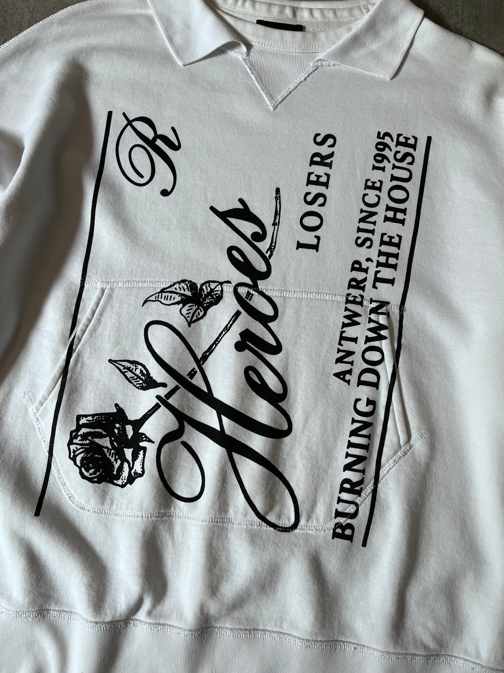 F/W 2019/20 Raf Simons "Heroes Losers" Polo Sweatshirt White Men - M