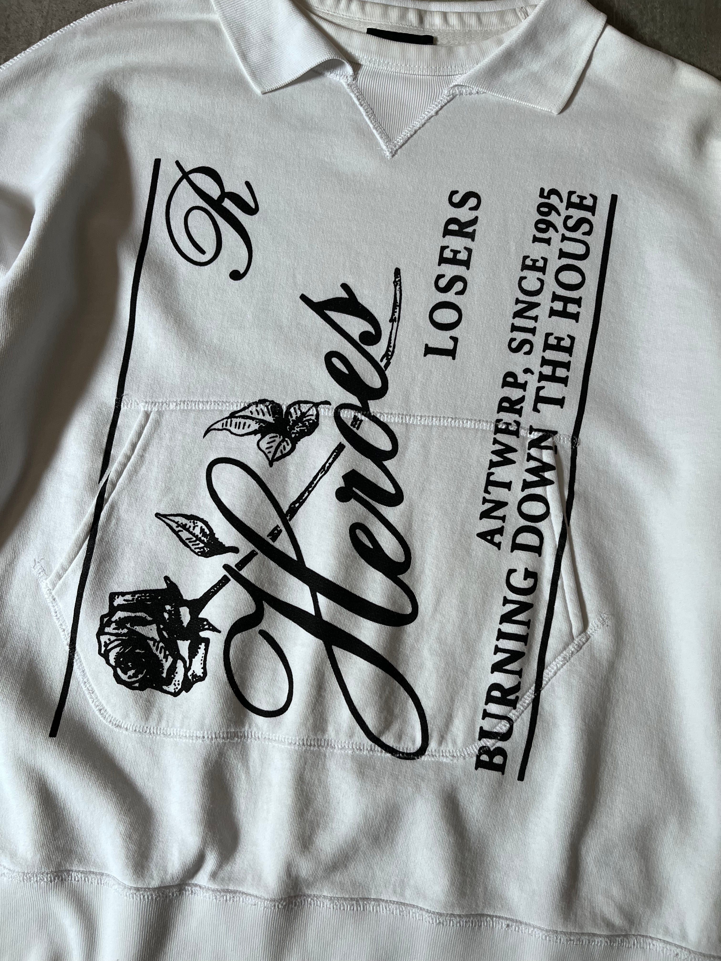 F/W 2019/20 Raf Simons "Heroes Losers" Polo Sweatshirt White Men - M