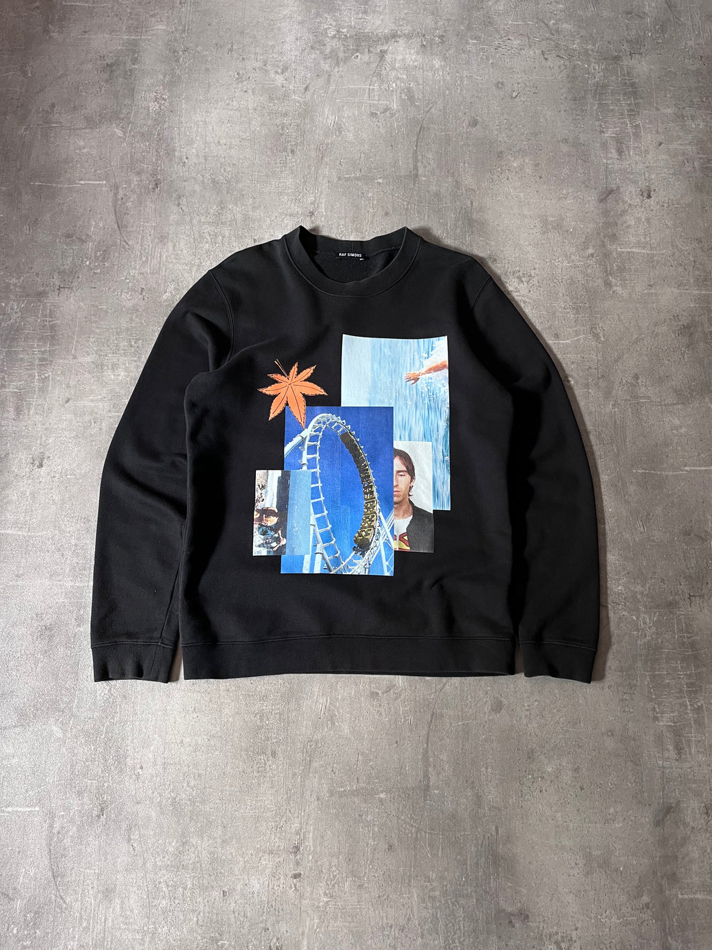 S/S 2015 Raf Simons Rollercoaster Collage Print Sweatshirt Black Men - M