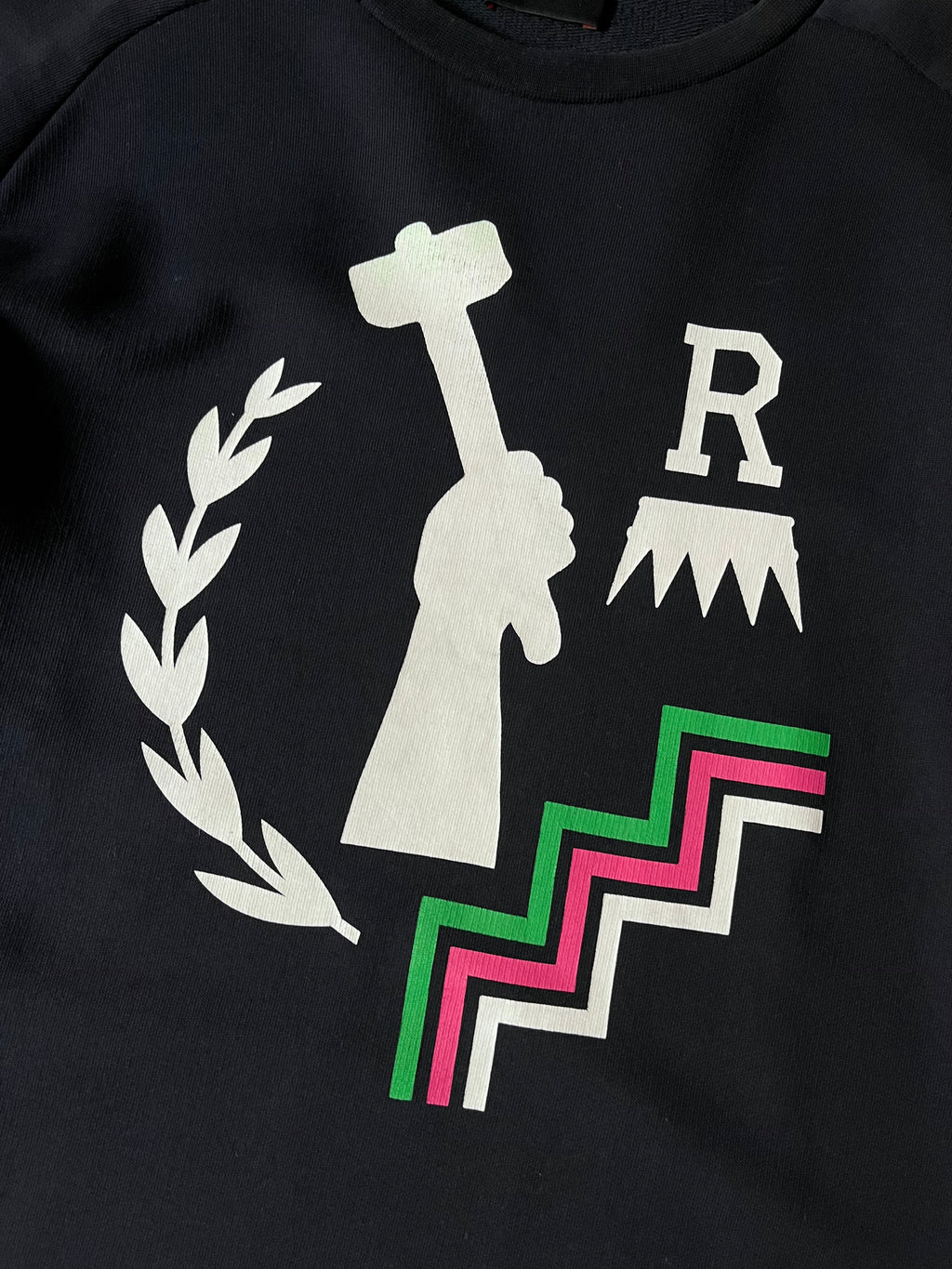 Raf Simons "One 9 Nine 5" Print Sweatshirt Navy Men - M