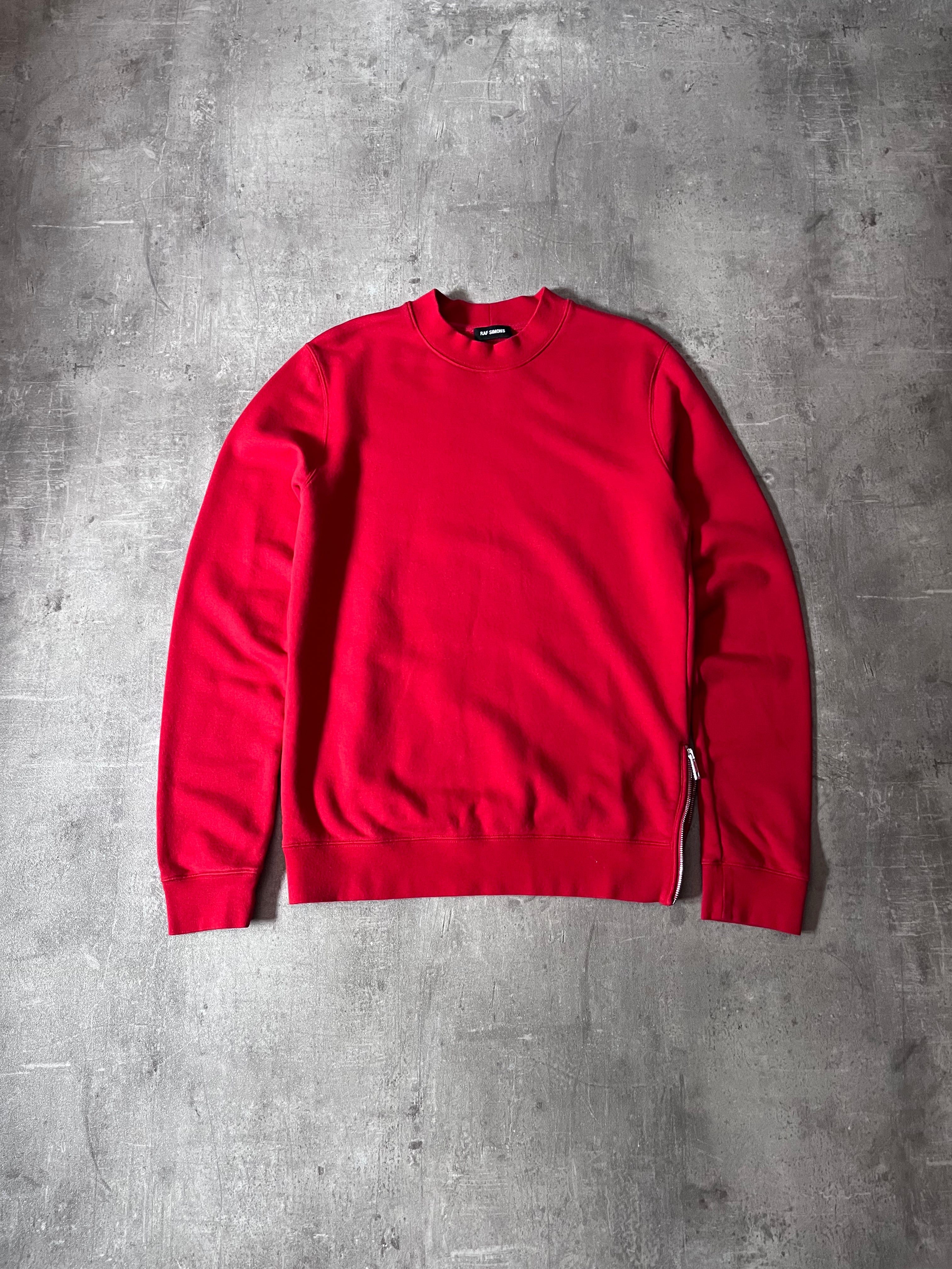 Raf Simons "To The Archives" Print Side Zip Sweatshirt Red Men - S