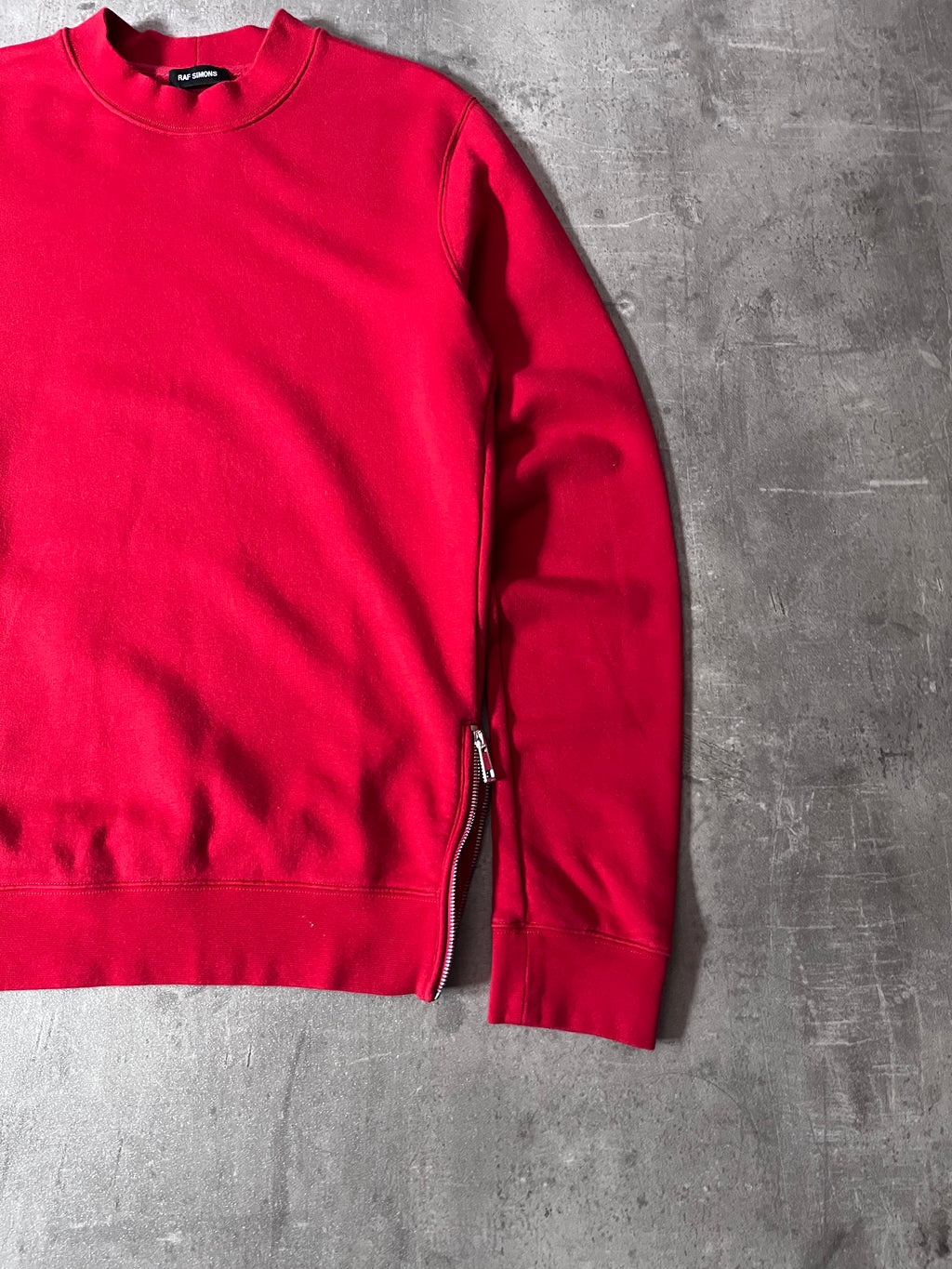 Raf Simons "To The Archives" Print Side Zip Sweatshirt Red Men - S