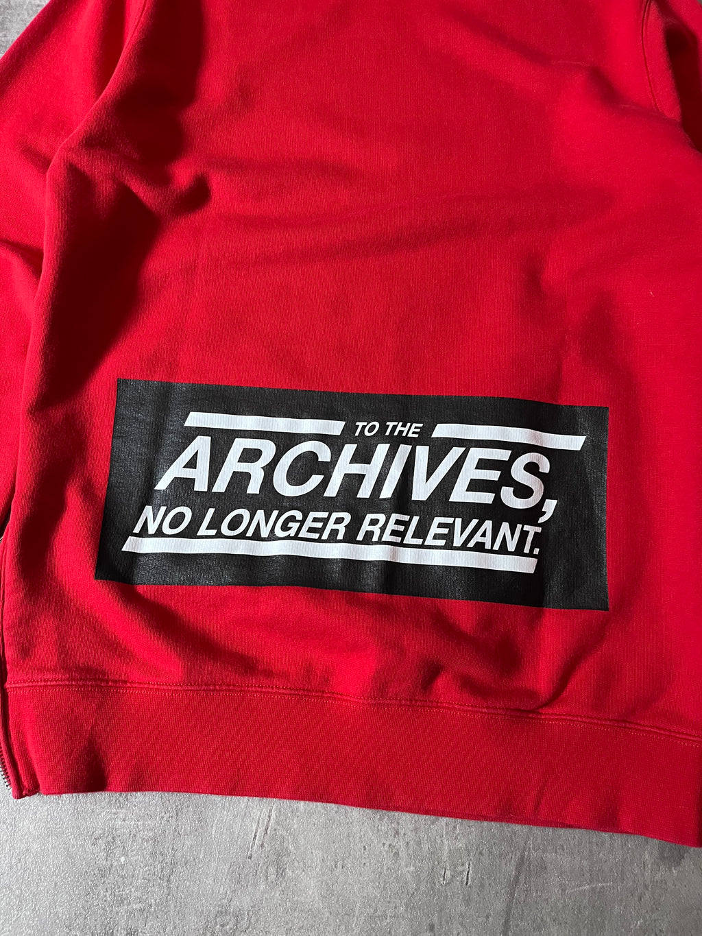 Raf Simons "To The Archives" Print Side Zip Sweatshirt Red Men - S