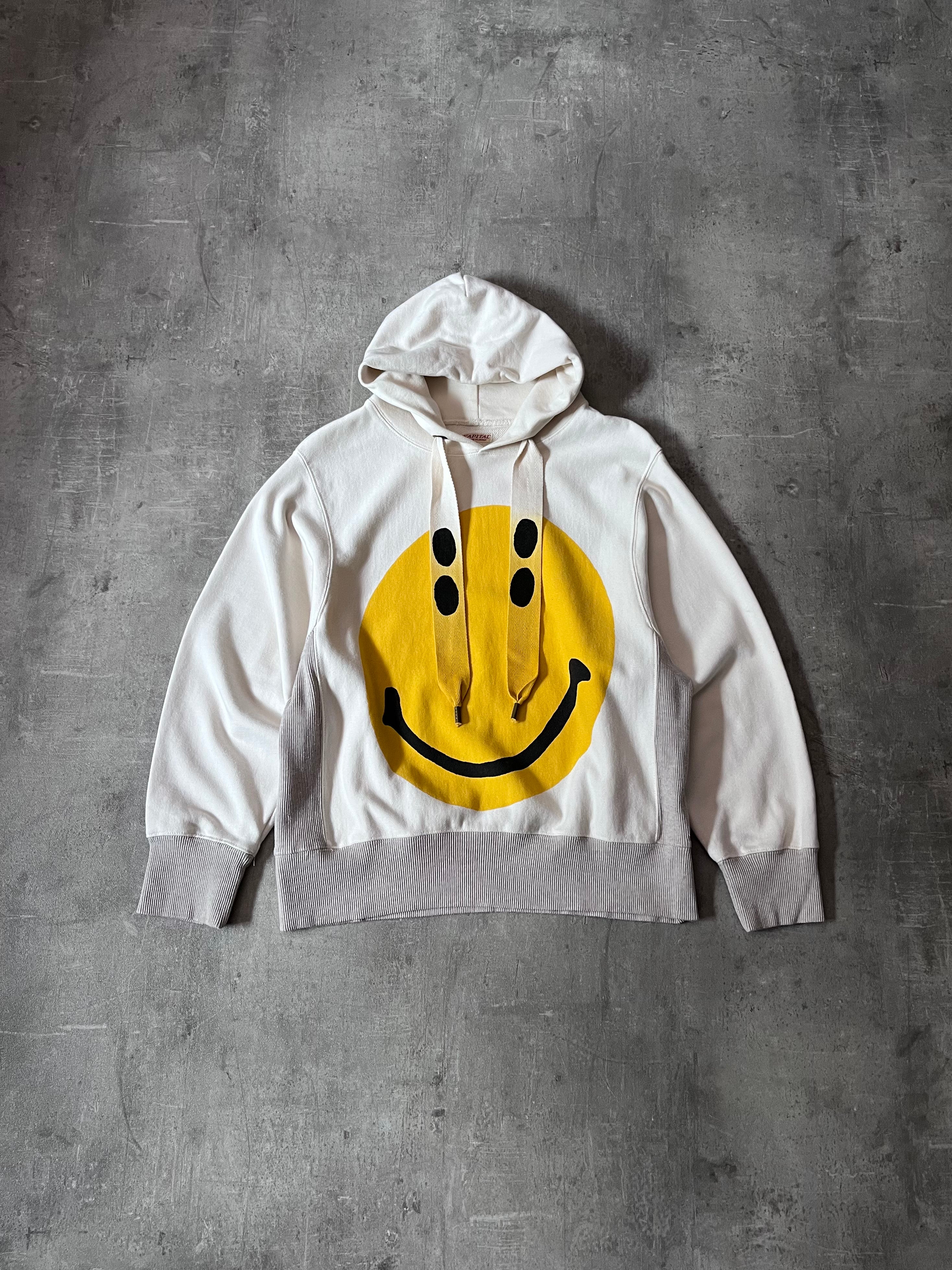 Kapital Smiley Rain Face Hoodie Beige Men - S
