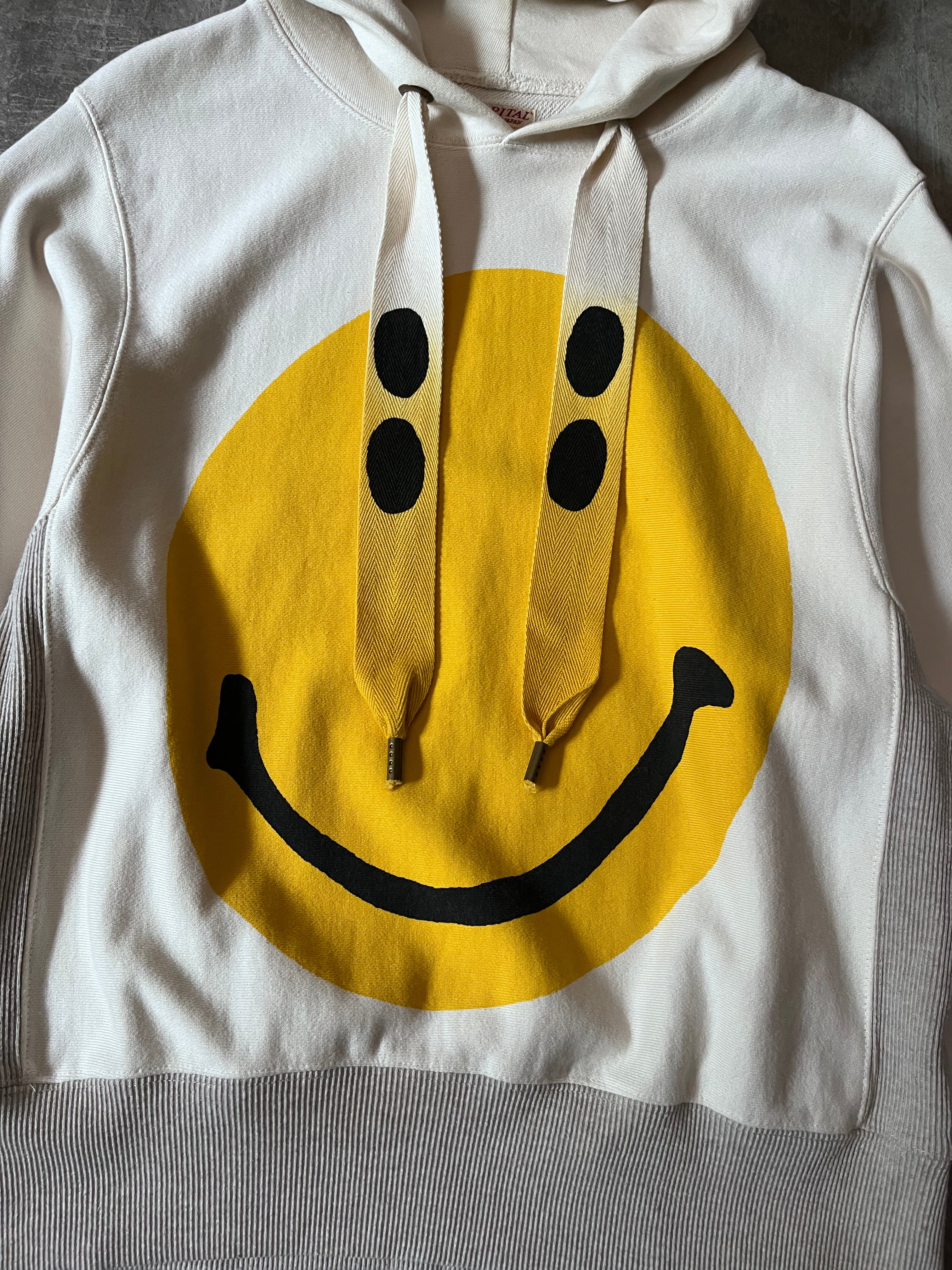 Kapital Smiley Rain Face Hoodie Beige Men - S