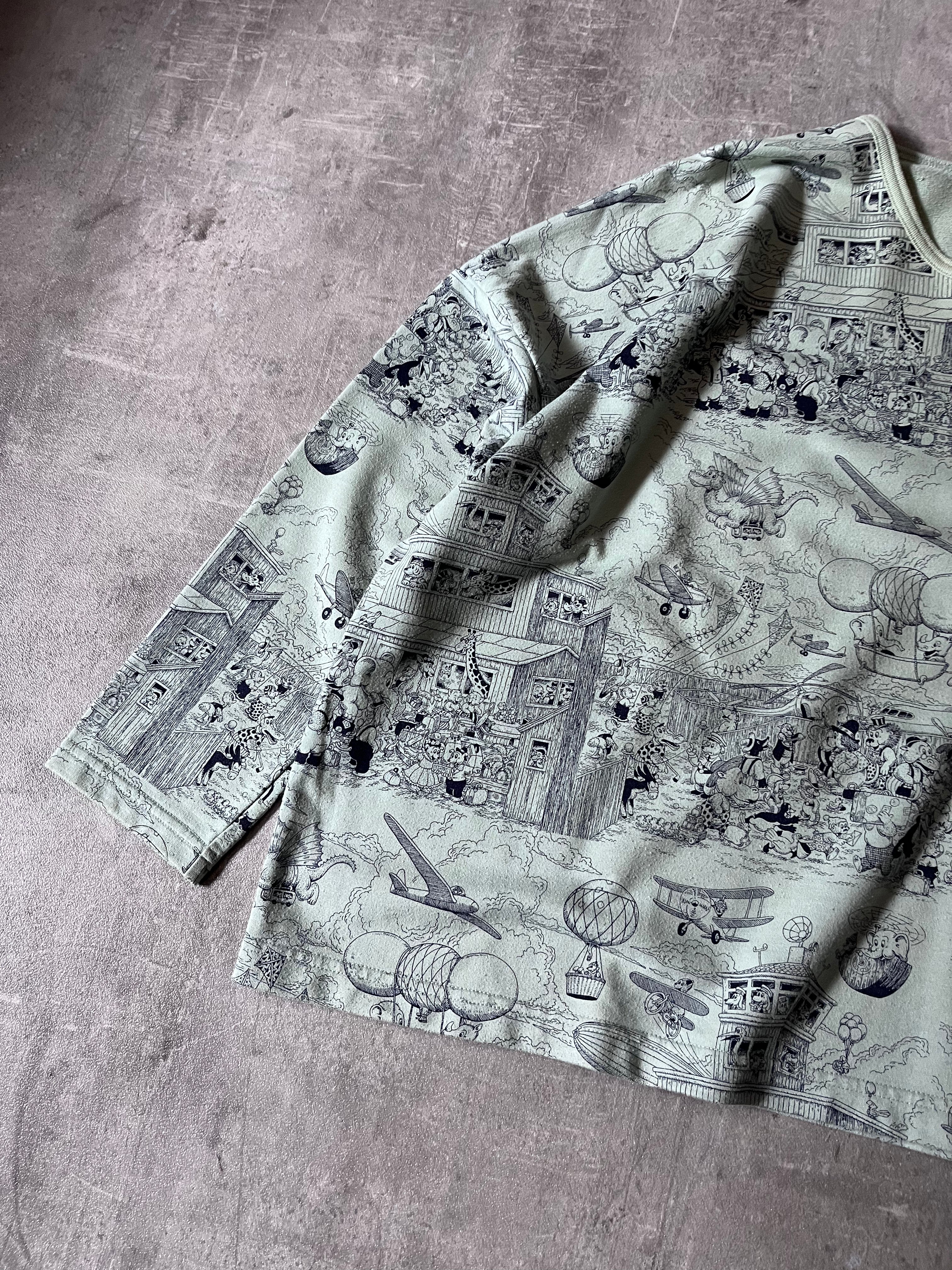 Issey Miyake Ne-Net Line Rasmus Klump Print Boxy Sweatshirt Green Women - M