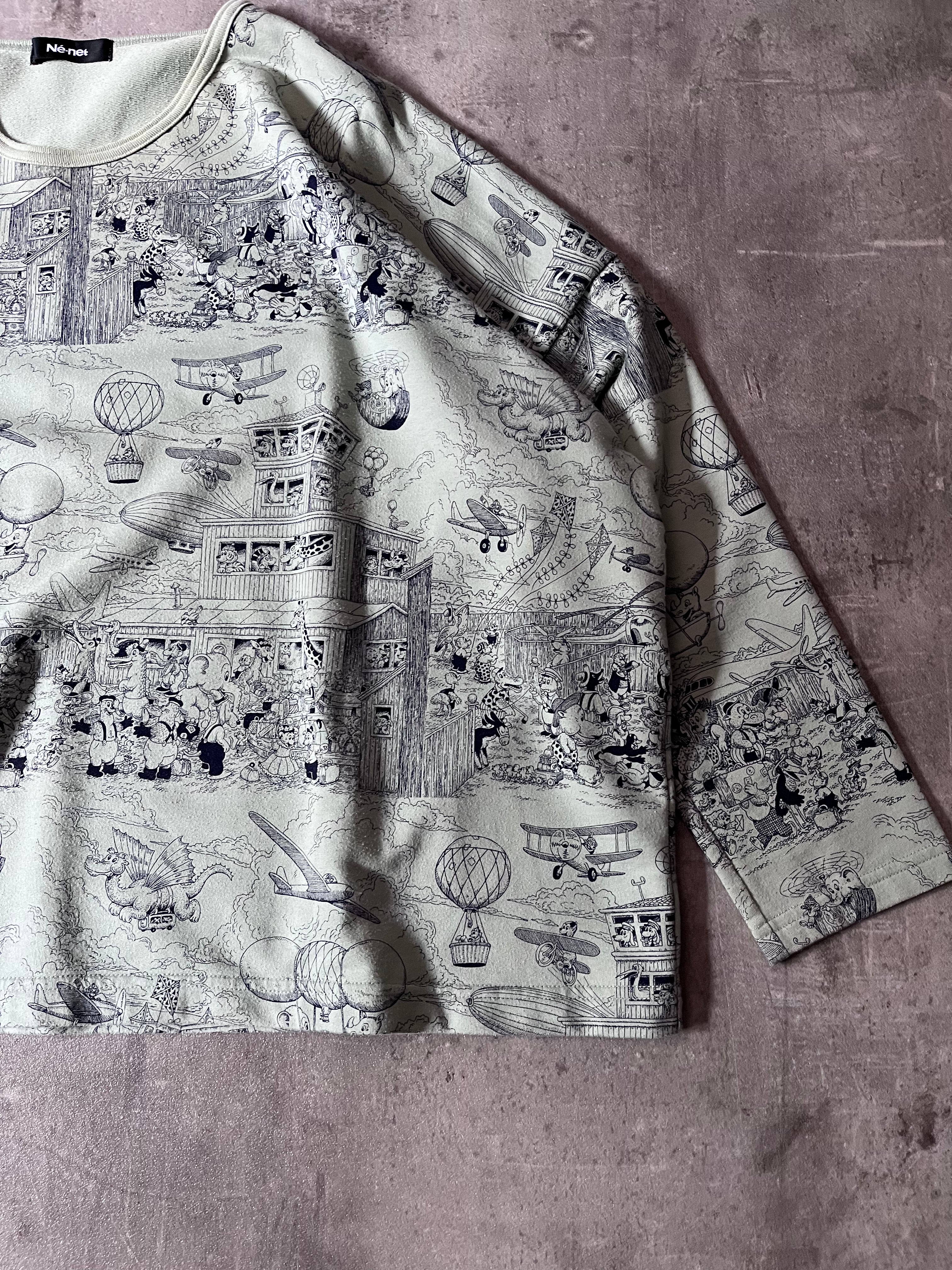 Issey Miyake Ne-Net Line Rasmus Klump Print Boxy Sweatshirt Green Women - M