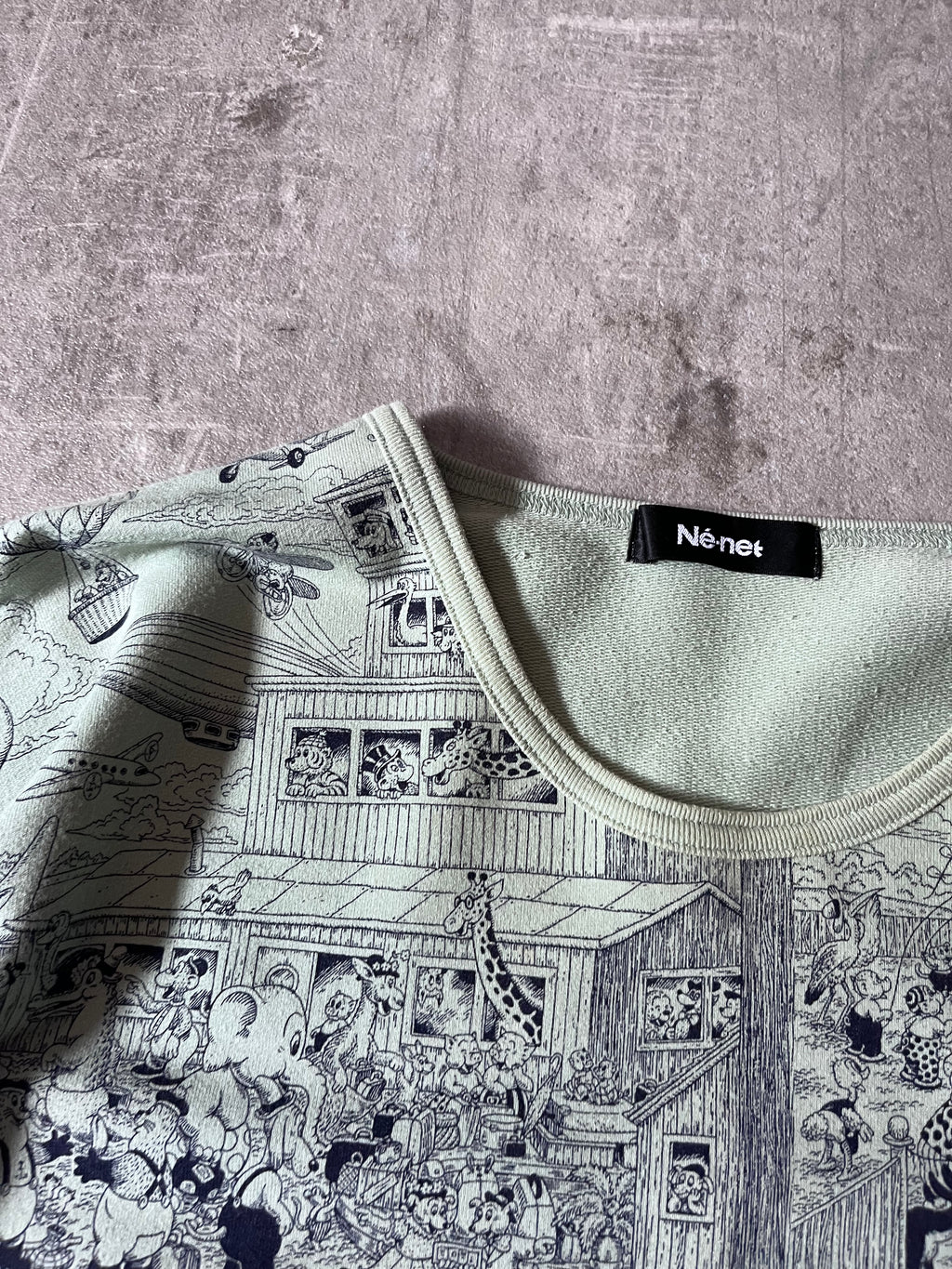 Issey Miyake Ne-Net Line Rasmus Klump Print Boxy Sweatshirt Green Women - M
