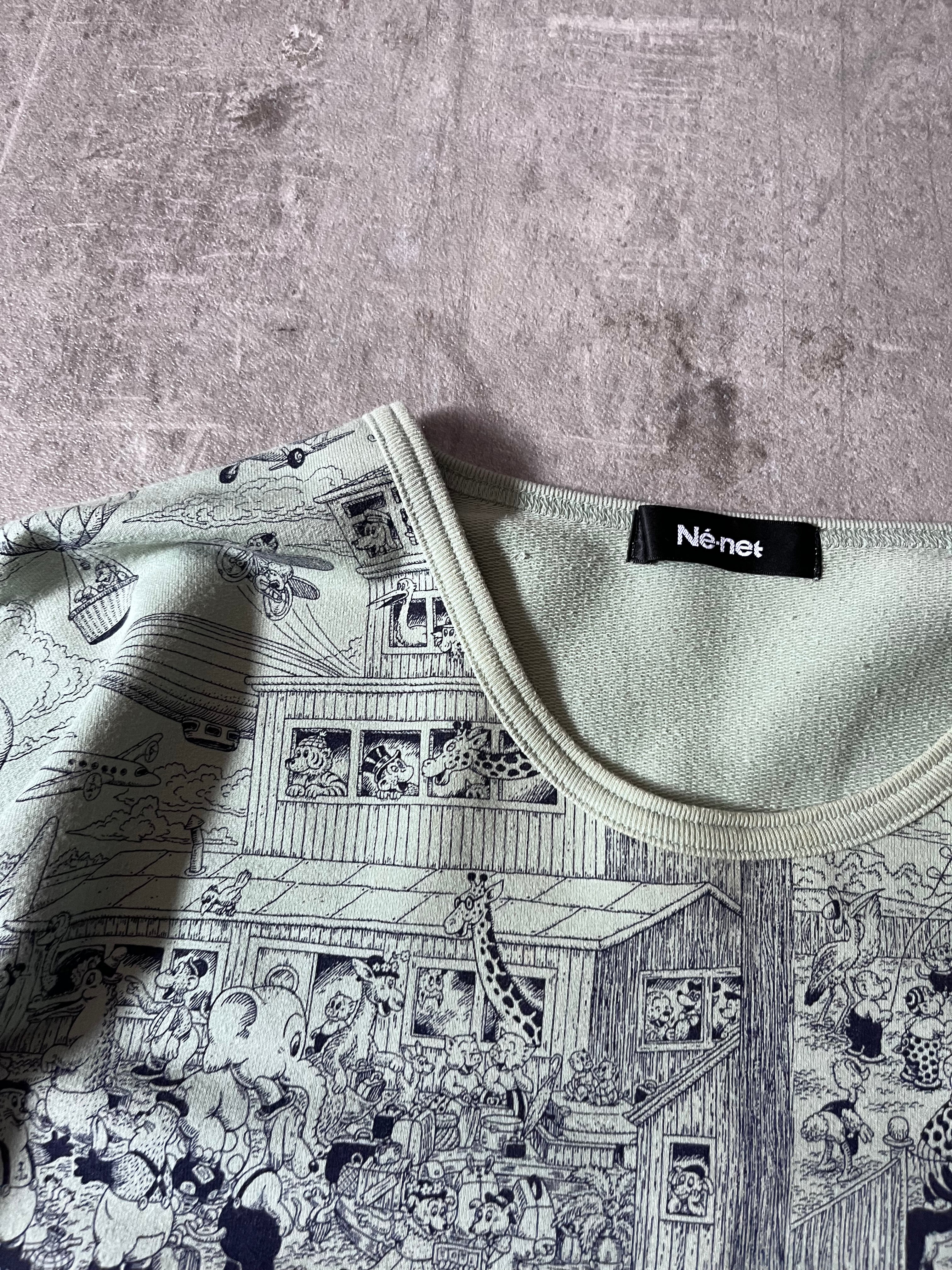 Issey Miyake Ne-Net Line Rasmus Klump Print Boxy Sweatshirt Green Women - M