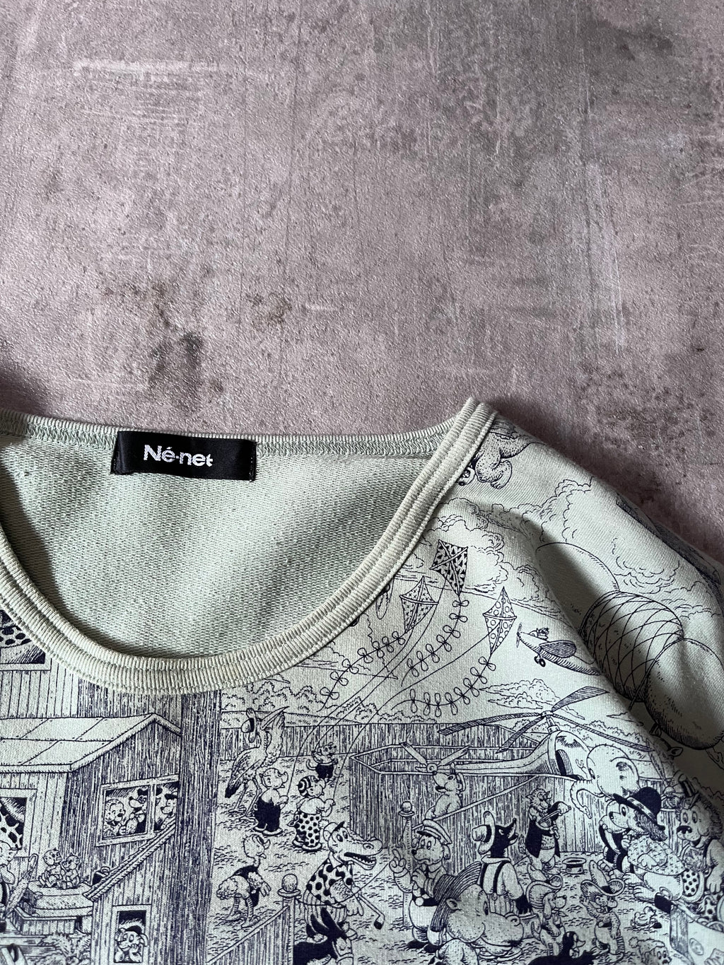 Issey Miyake Ne-Net Line Rasmus Klump Print Boxy Sweatshirt Green Women - M