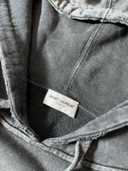 Saint Laurent Paris Acid Wash Front Logo Hoodie Grey Men - M