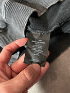 Saint Laurent Paris Acid Wash Front Logo Hoodie Grey Men - M