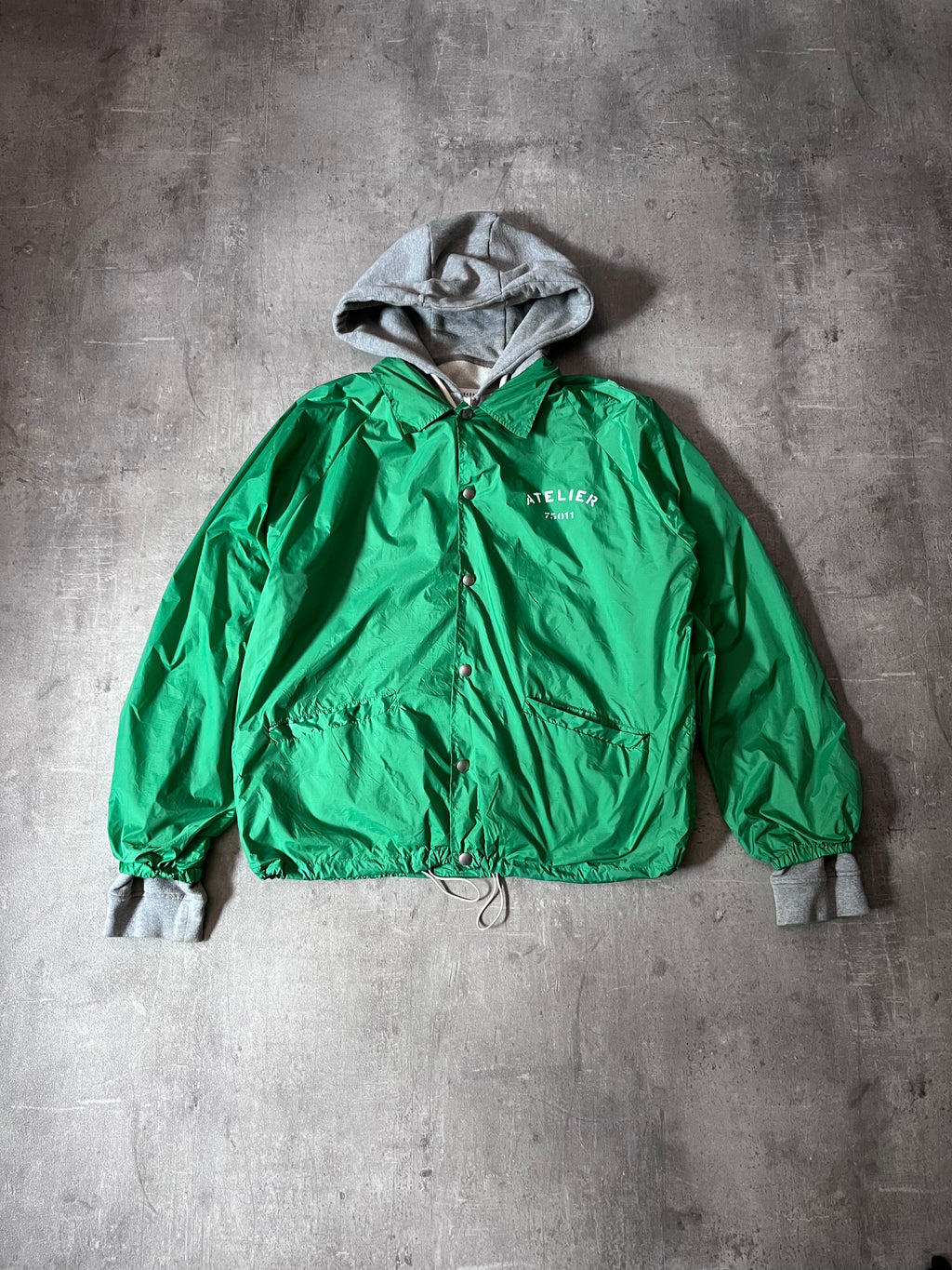 S/S 2018 Maison Margiela "Atelier" Print 2 in 1 Hoodie Jacket Grey Green Men - M