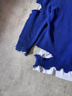F/W 2021 Balenciaga Political Campaign Distressed Sweter Blue Grey - S