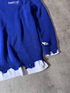 F/W 2021 Balenciaga Political Campaign Distressed Sweter Blue Grey - S