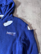 F/W 2021 Balenciaga Political Campaign Distressed Sweter Blue Grey - S