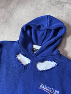 F/W 2021 Balenciaga Political Campaign Distressed Sweter Blue Grey - S