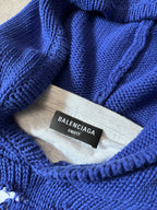 F/W 2021 Balenciaga Political Campaign Distressed Sweter Blue Grey - S